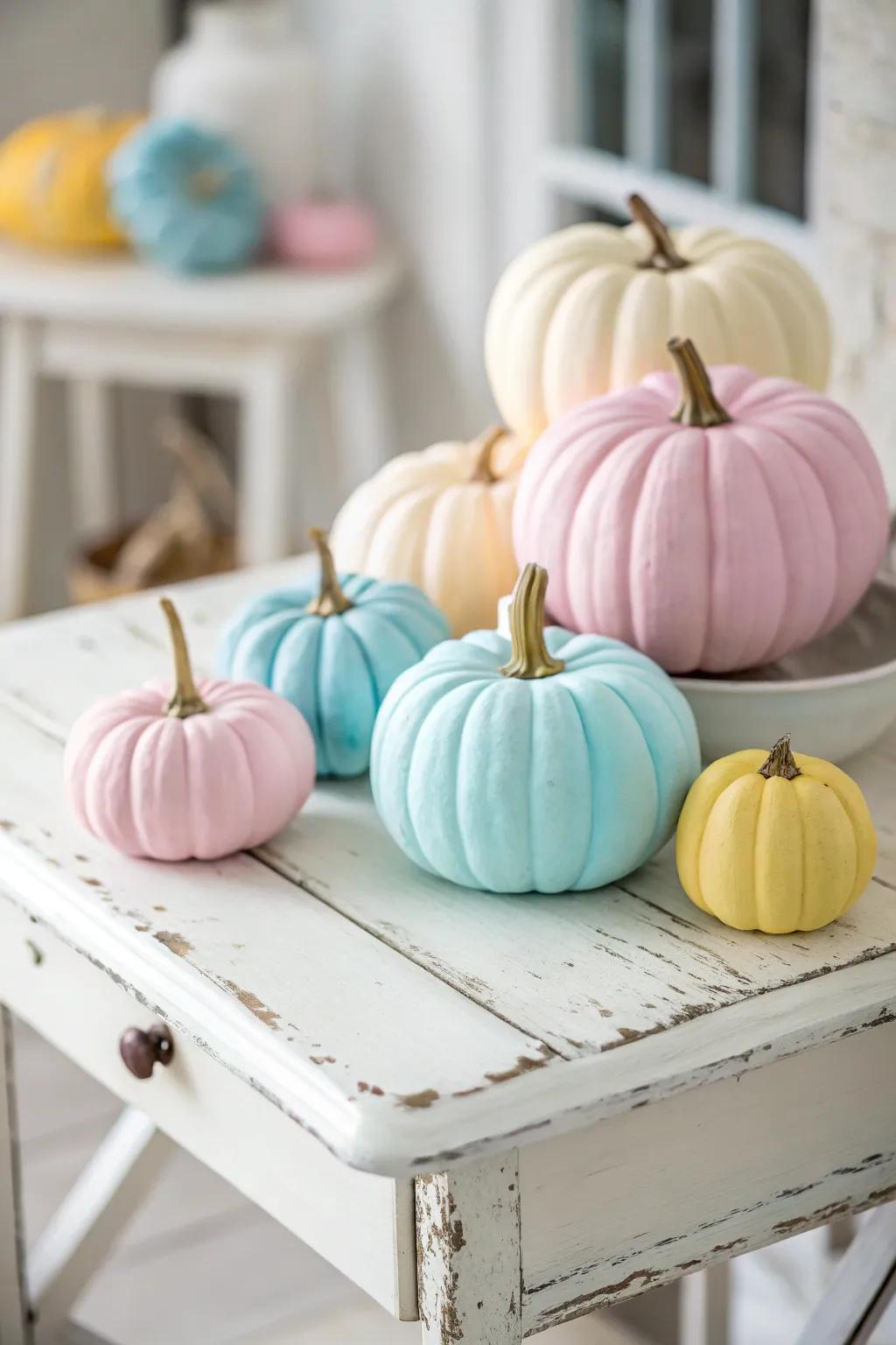 Surprise with comforting pastel-themed pumpkins.
