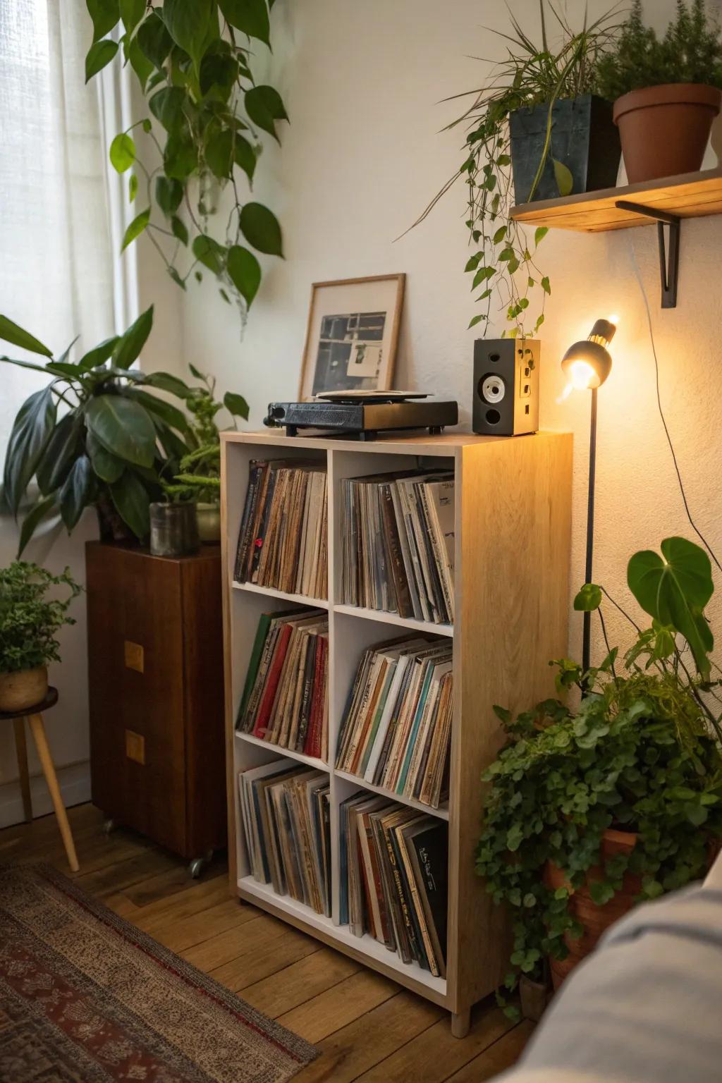 Corner units maximize space and add charm to your record storage.