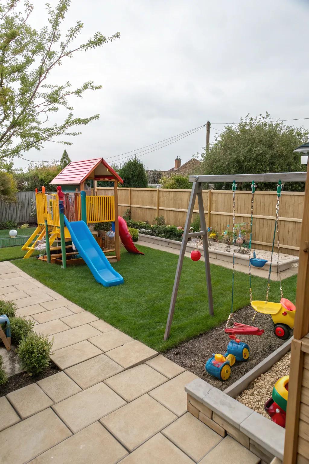Children’s recreation areas incorporate fun and function into family backyards.