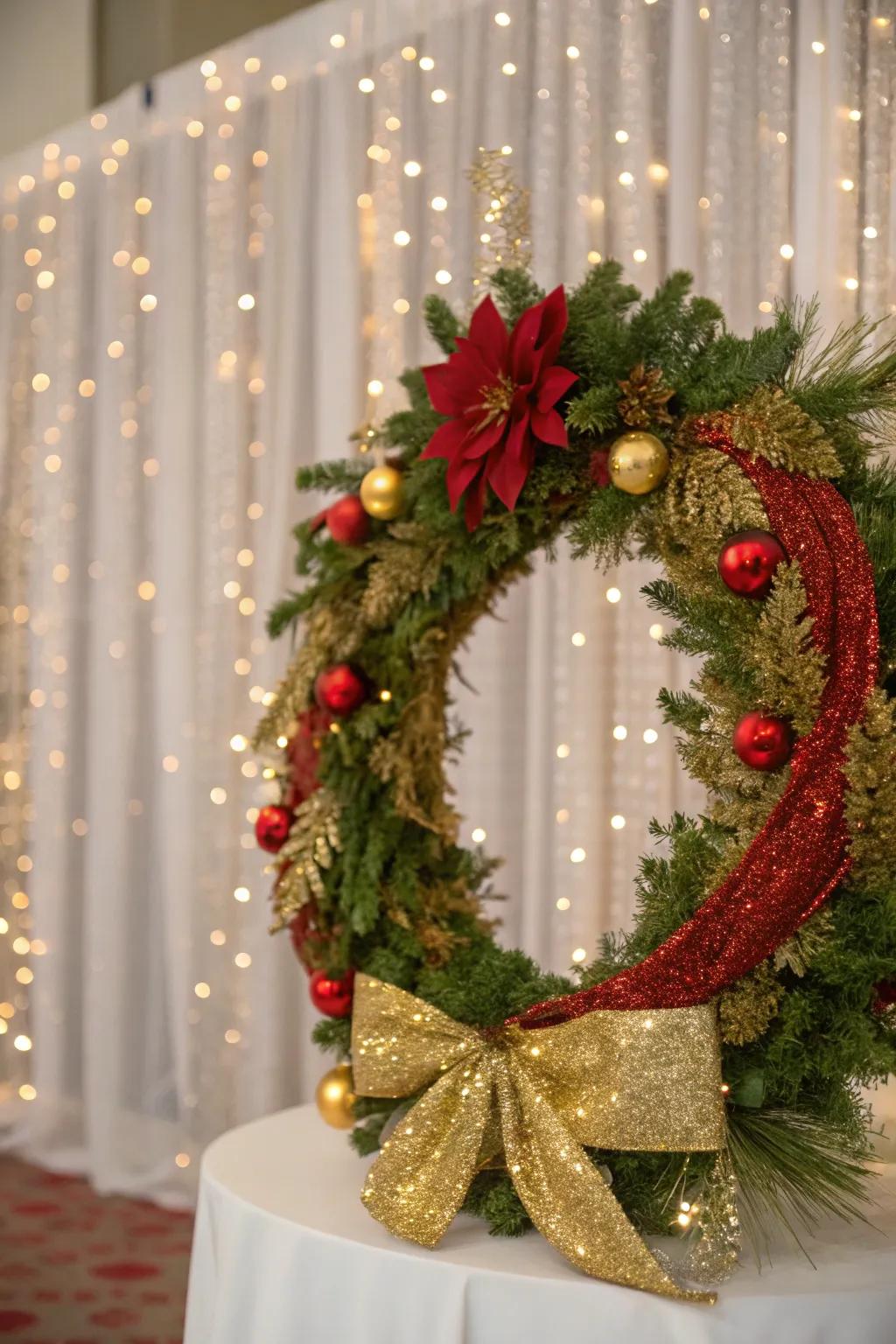 Dazzling composition featuring gold and shimmer.