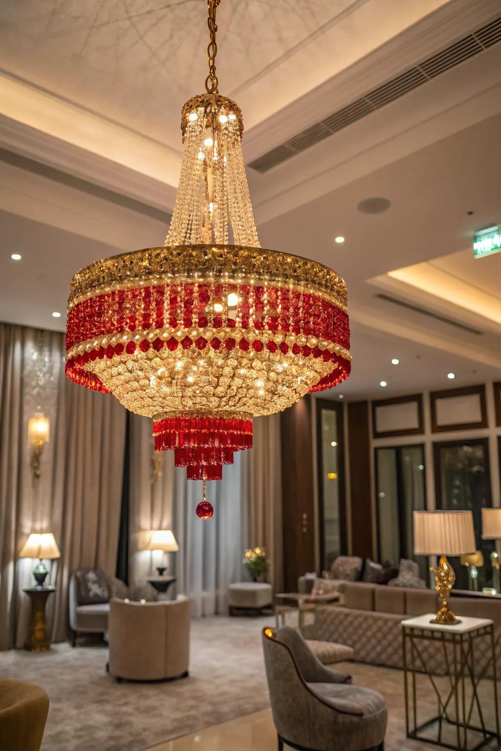 Chandelier decorations bring opulence and sparkle.