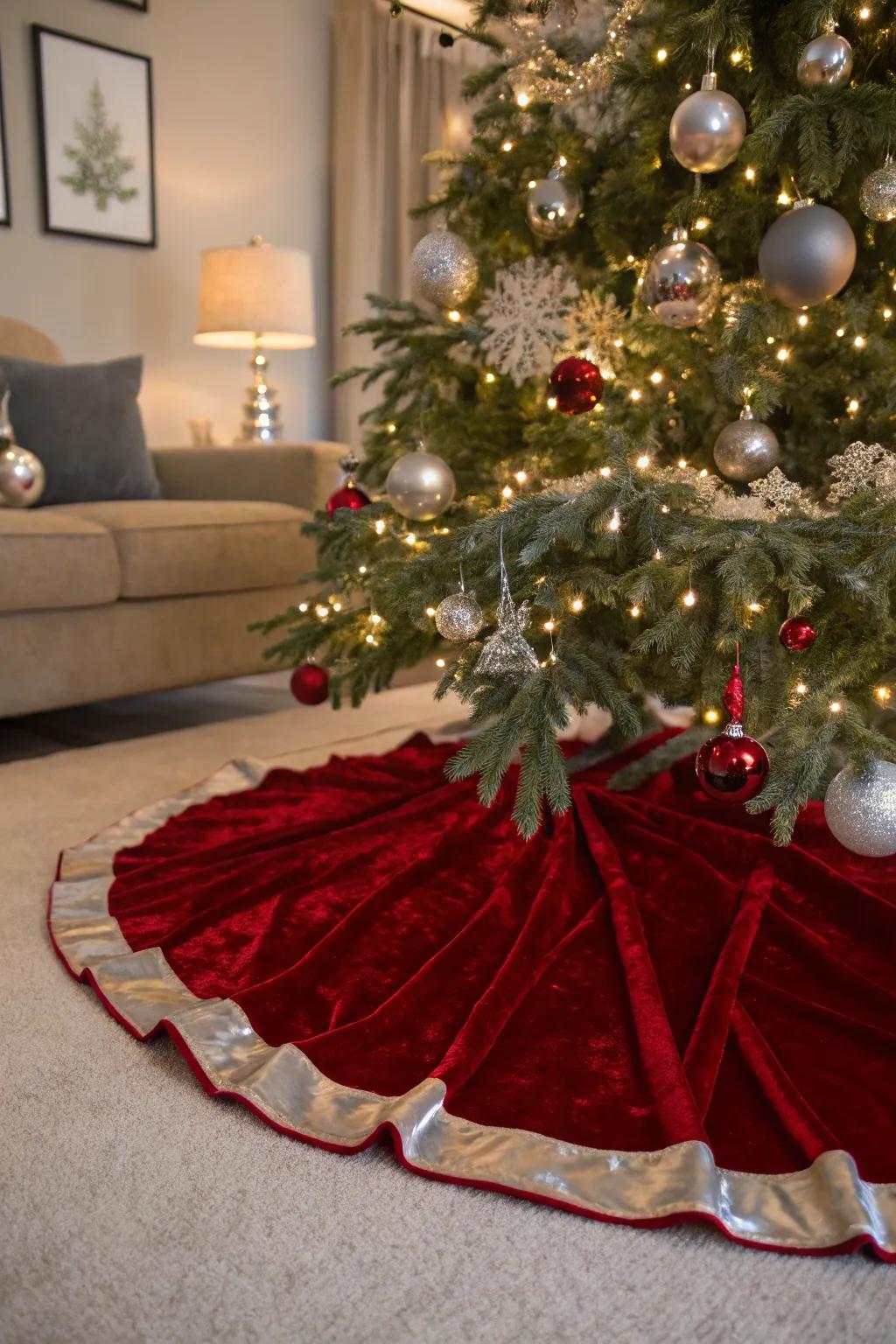 A glamorous spruce underlay consummates your holiday decor.