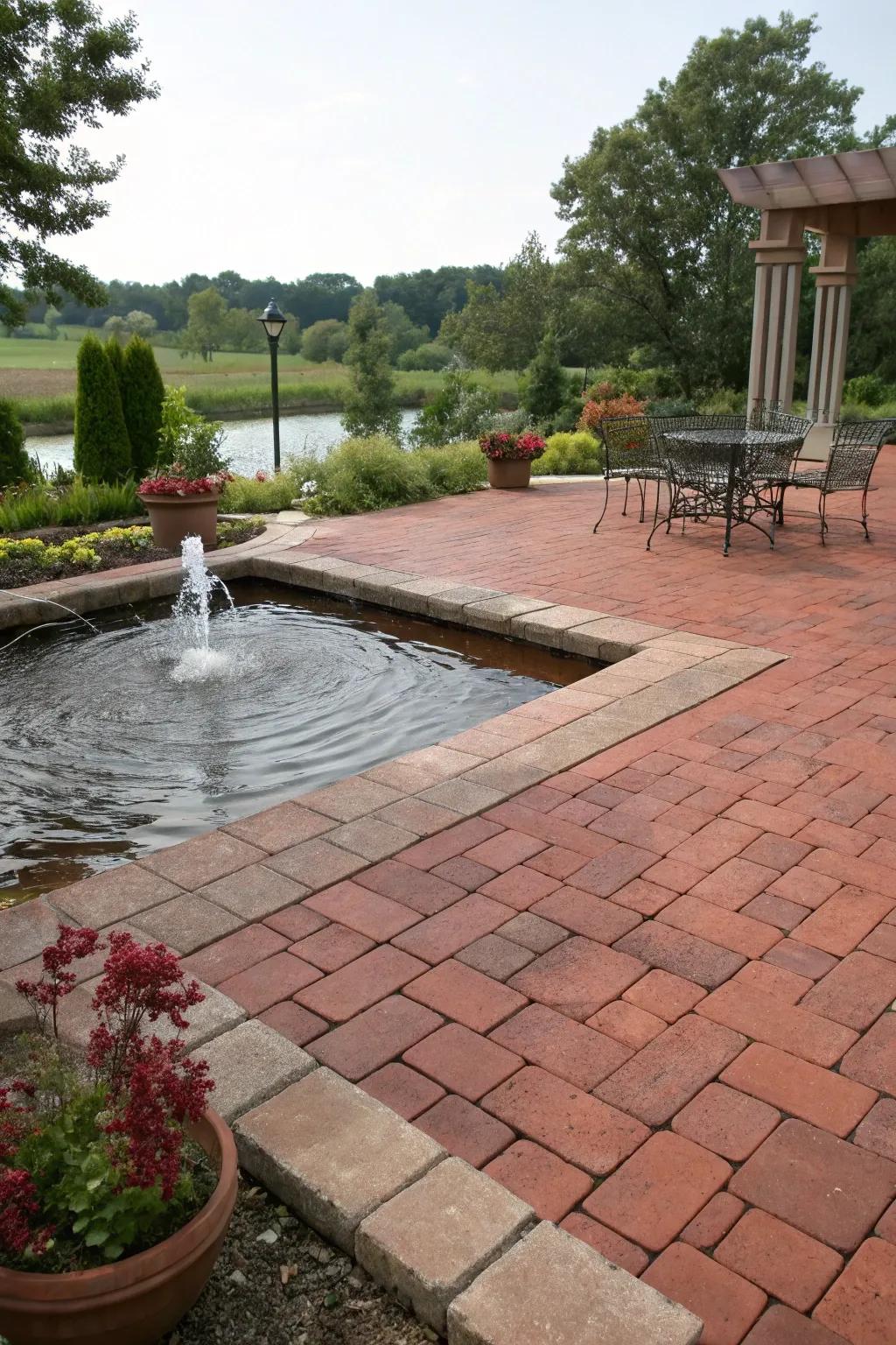 A hydrologic feature contributes tranquility and elegance.