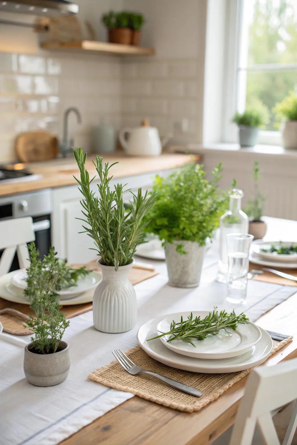 Fresh botanicals contribute a delightful aroma to the table.