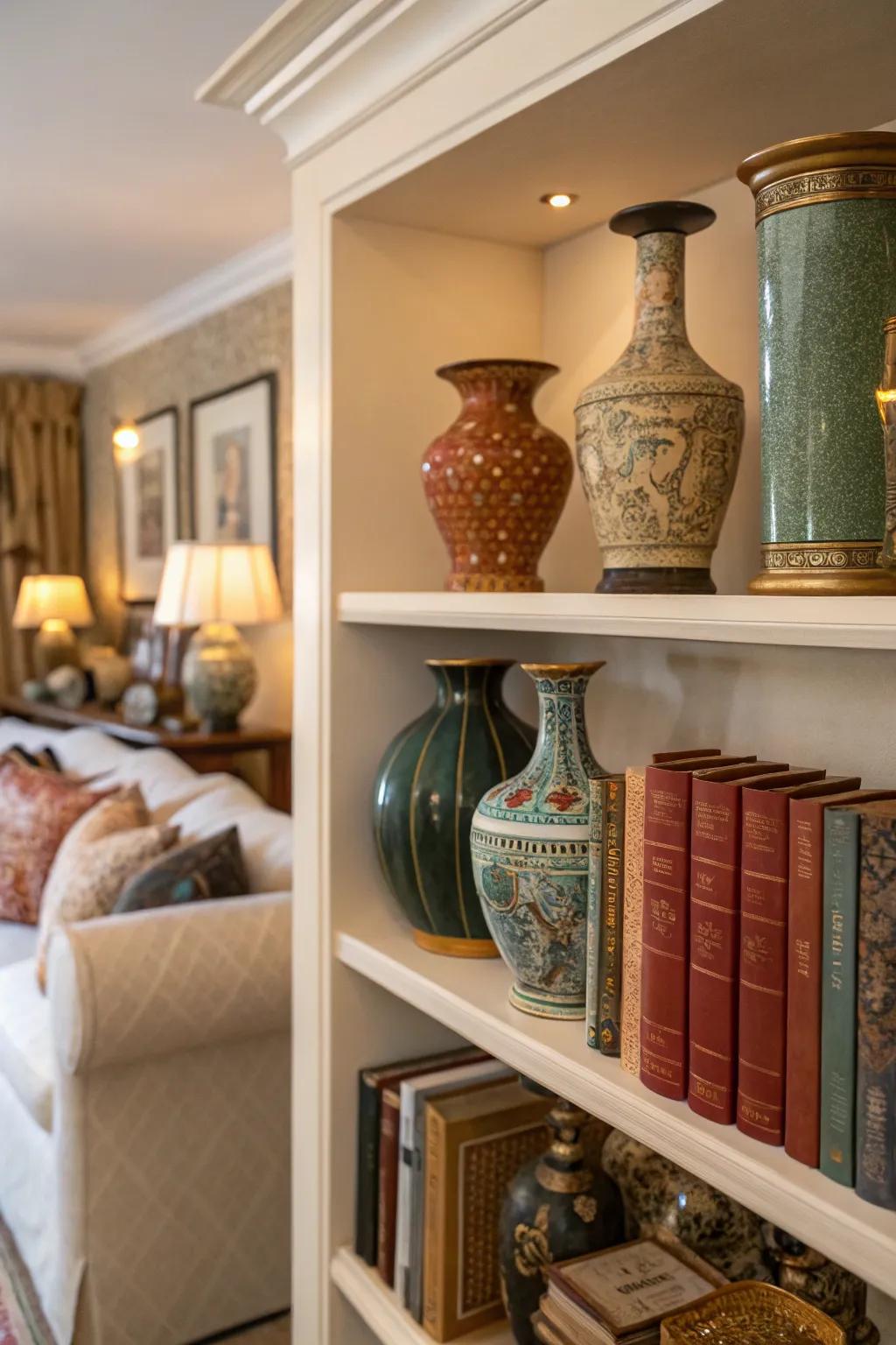 Showing off a collection adds a personal touch.