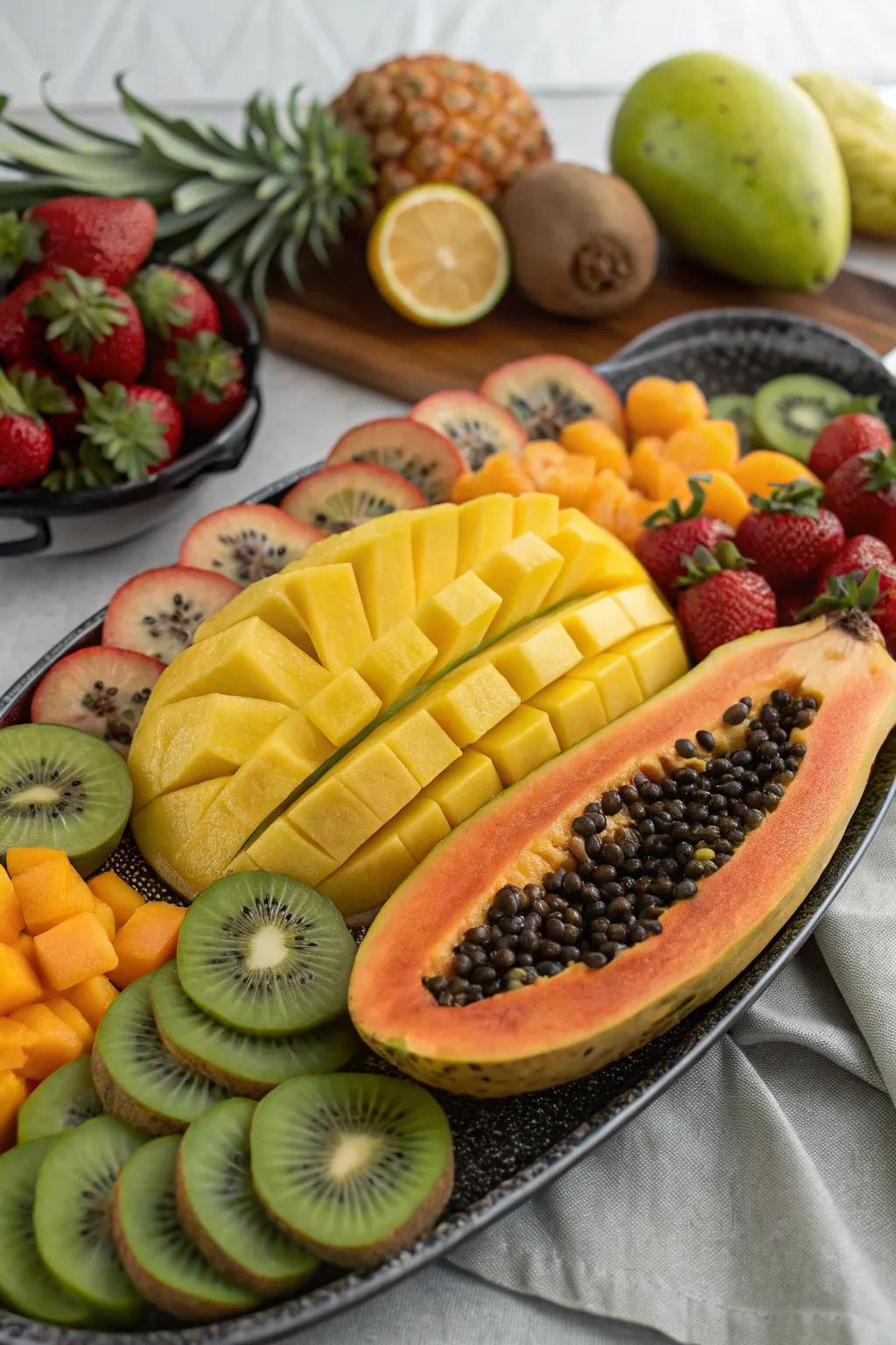 A board of uncommon fruits brings a tropical touch to your morning.