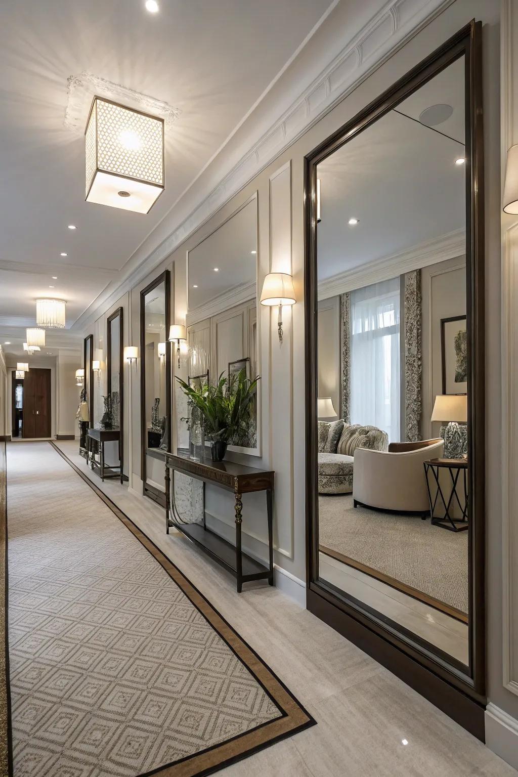 Reflectors creating an illusion of space and brightness.