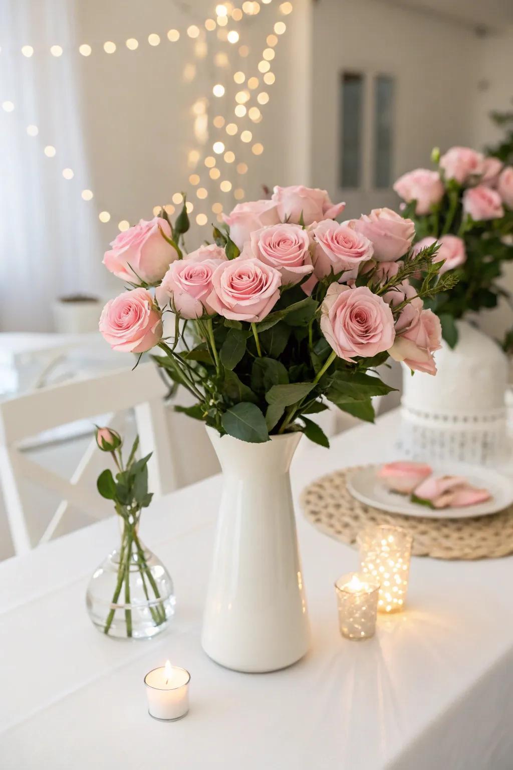 Chic Simplicity with Ivory Blossom Holder and Roses