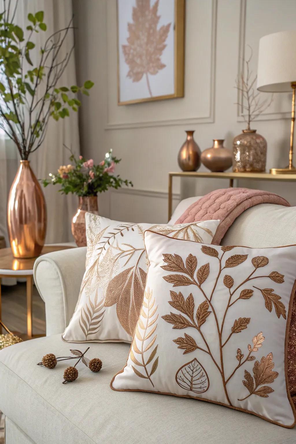 Nature-inspired design in rose gold contributes an organic beauty.