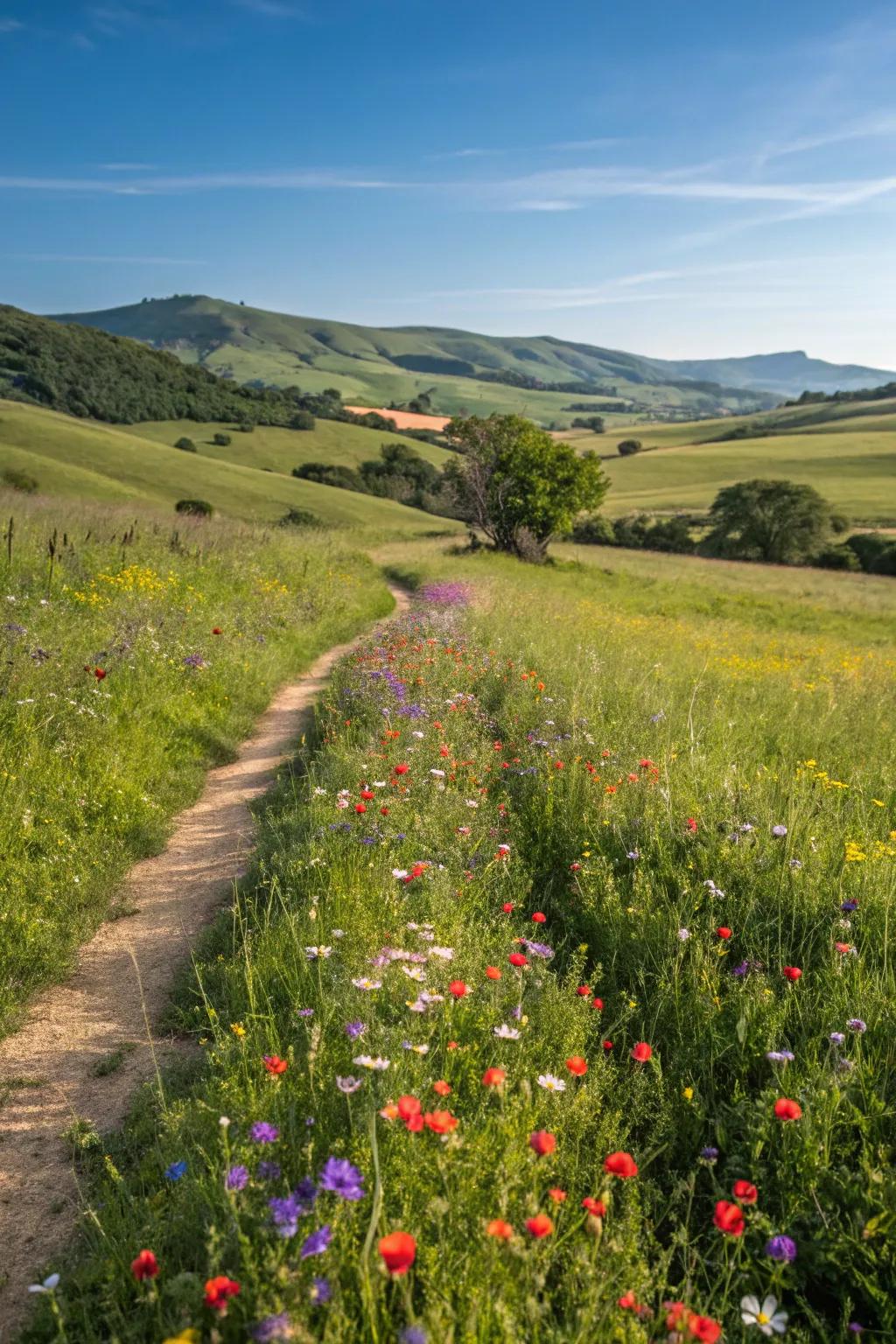 A wildflower meadow bringing natural beauty to the landscape.