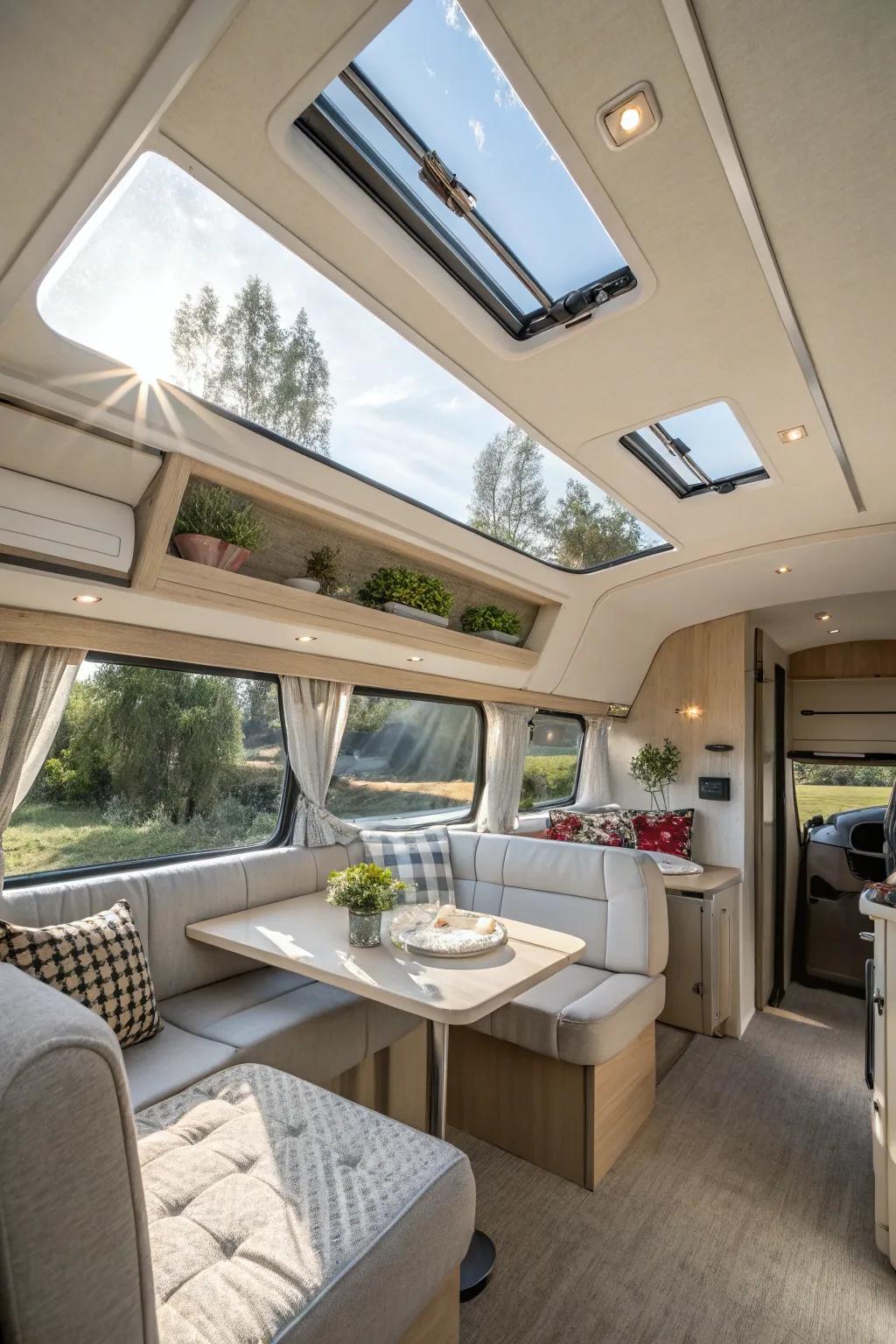 Daylight openings usher in natural illumination and a sensation of openness into your RV.