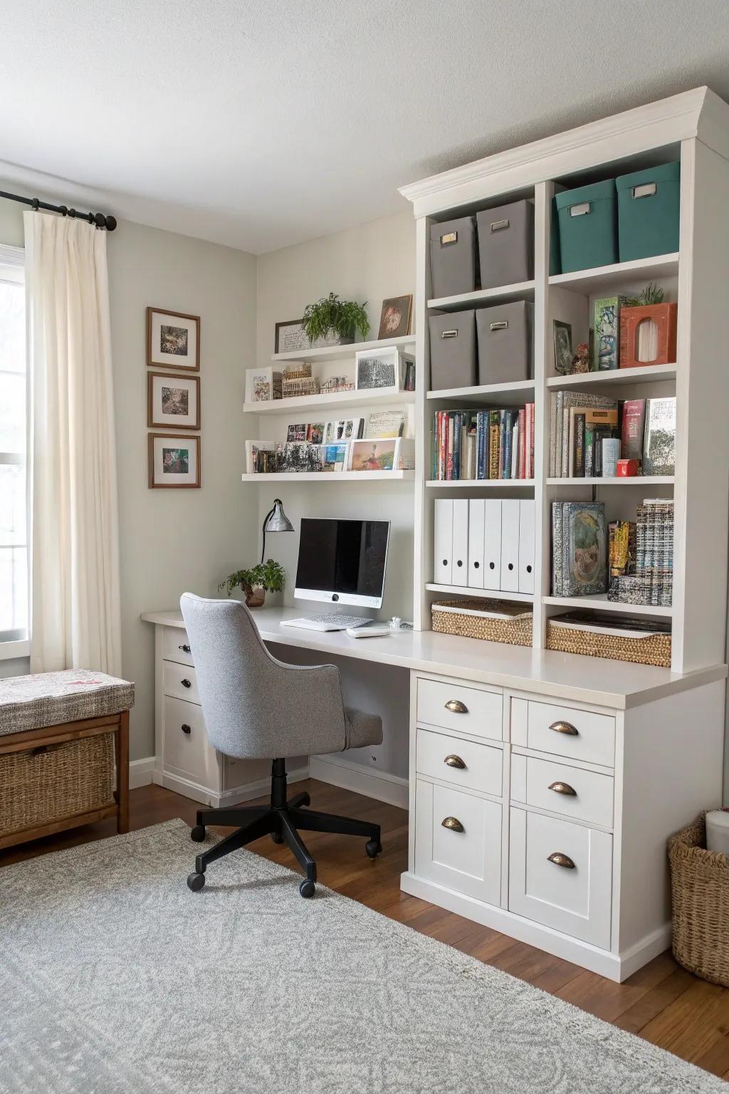 Create a productive home office within your living room.