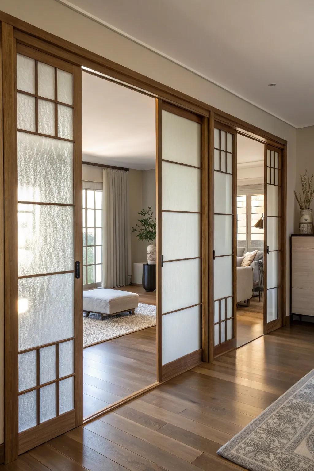 Moving partitions add privacy and style.