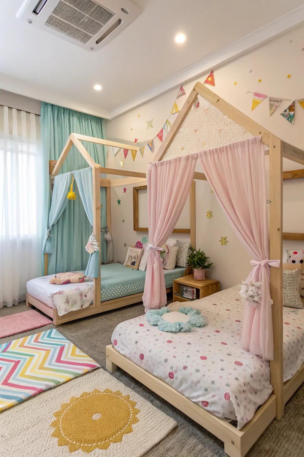 Playhouse beds provide a cozy and personal retreat.