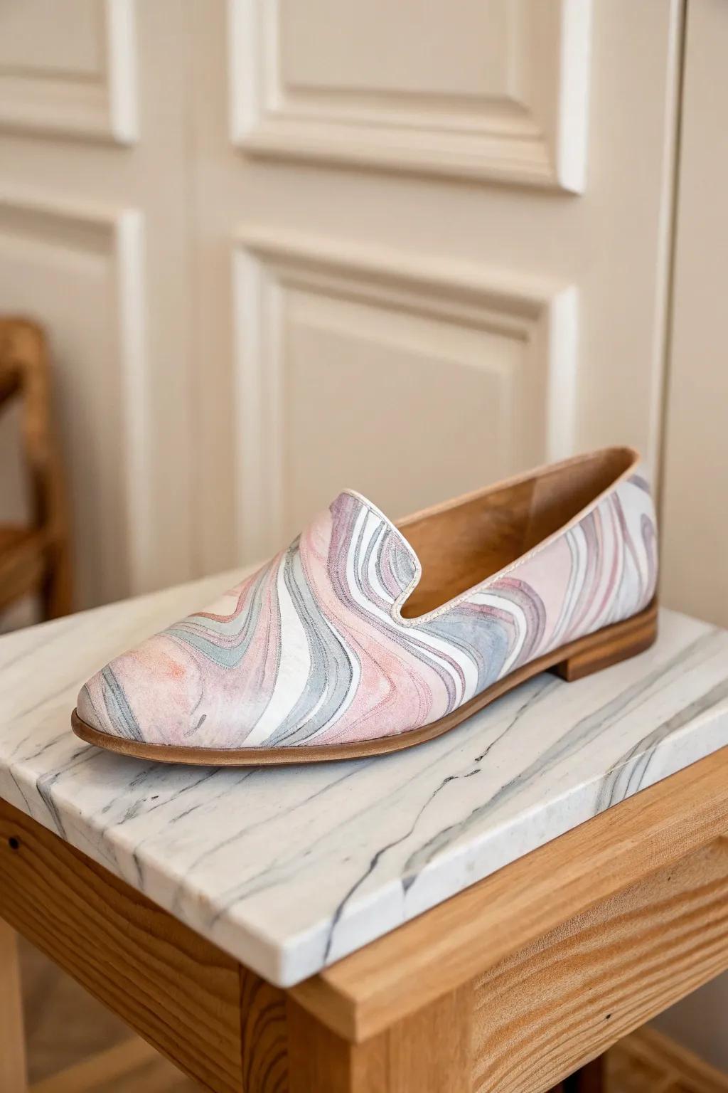Transform your footwear with a touch of marble magic—where elegance meets creativity.