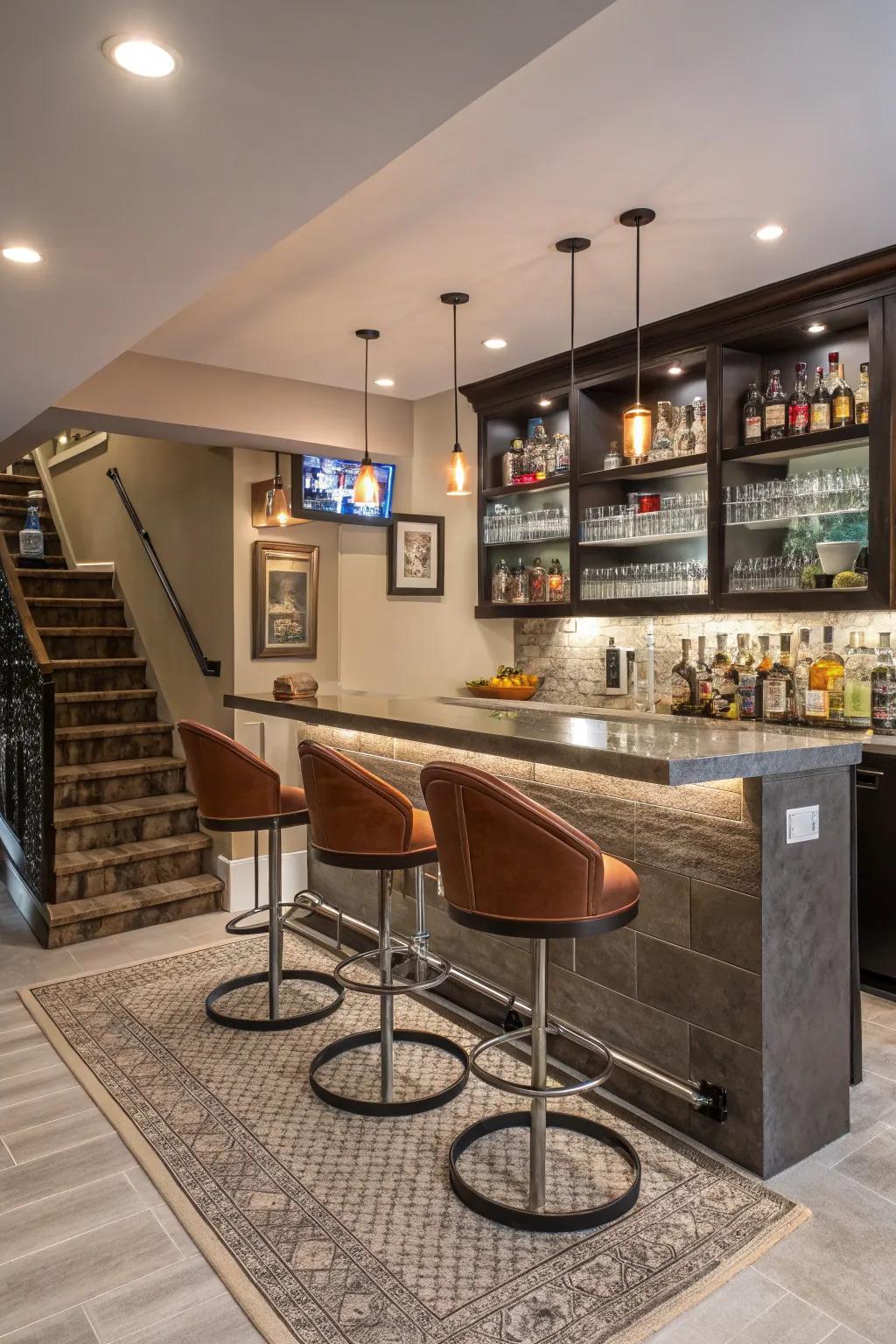 A bar makes your space ideal for entertaining.