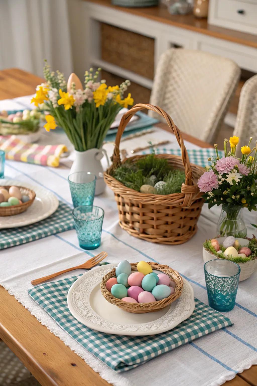 Gingham patterns generate a timeless, cheerful accent.