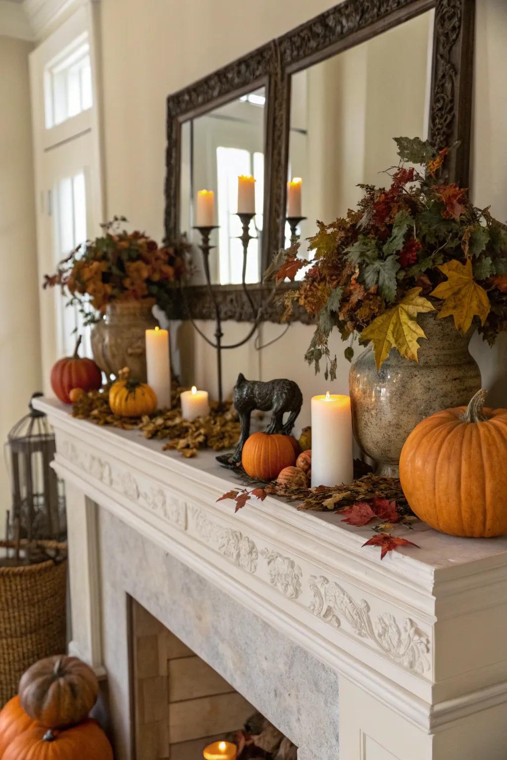 An unforeseen effigy imparting a distinctive accent to the mantel.