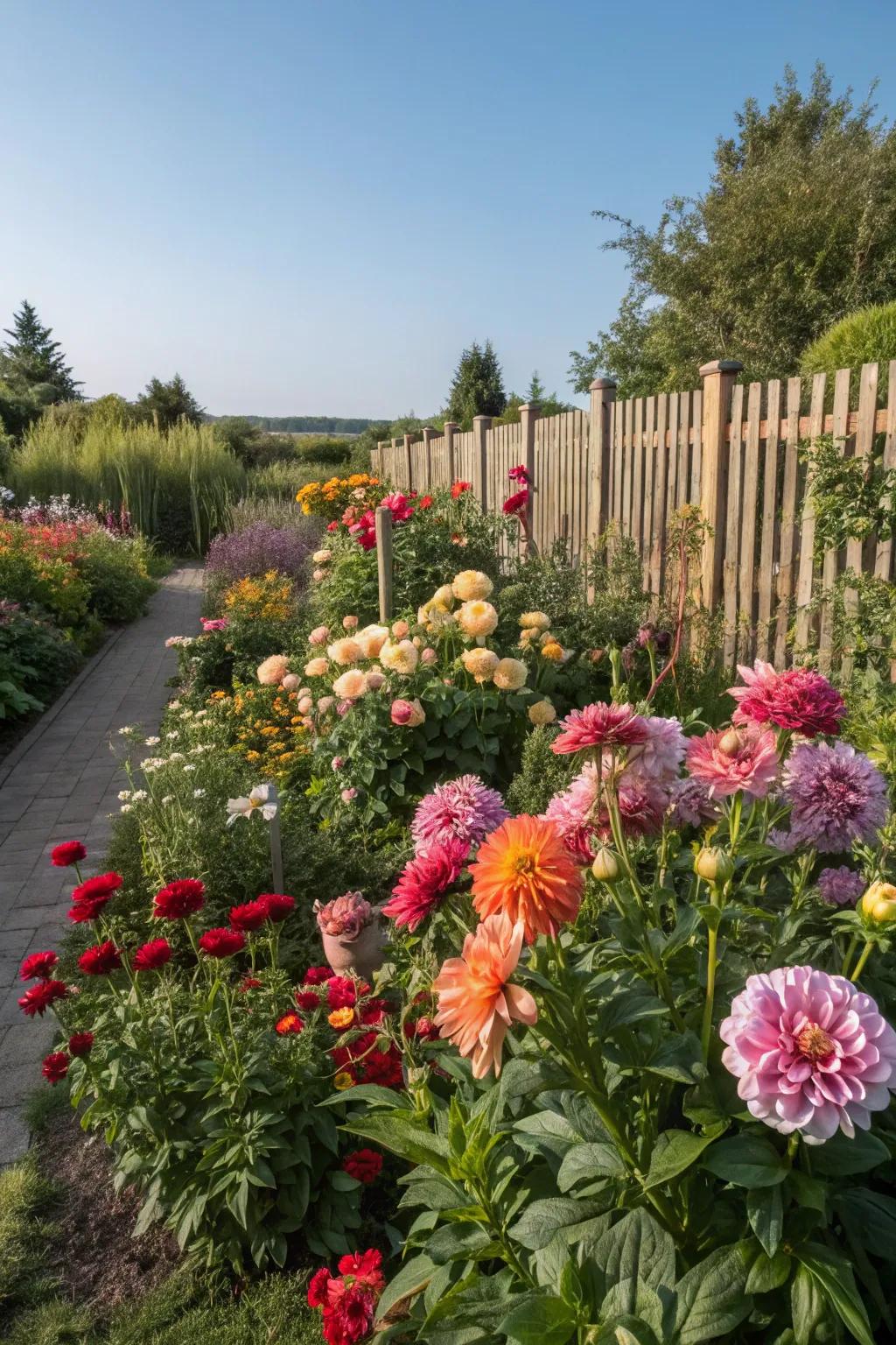 A seasonal flower garden providing year-round interest.