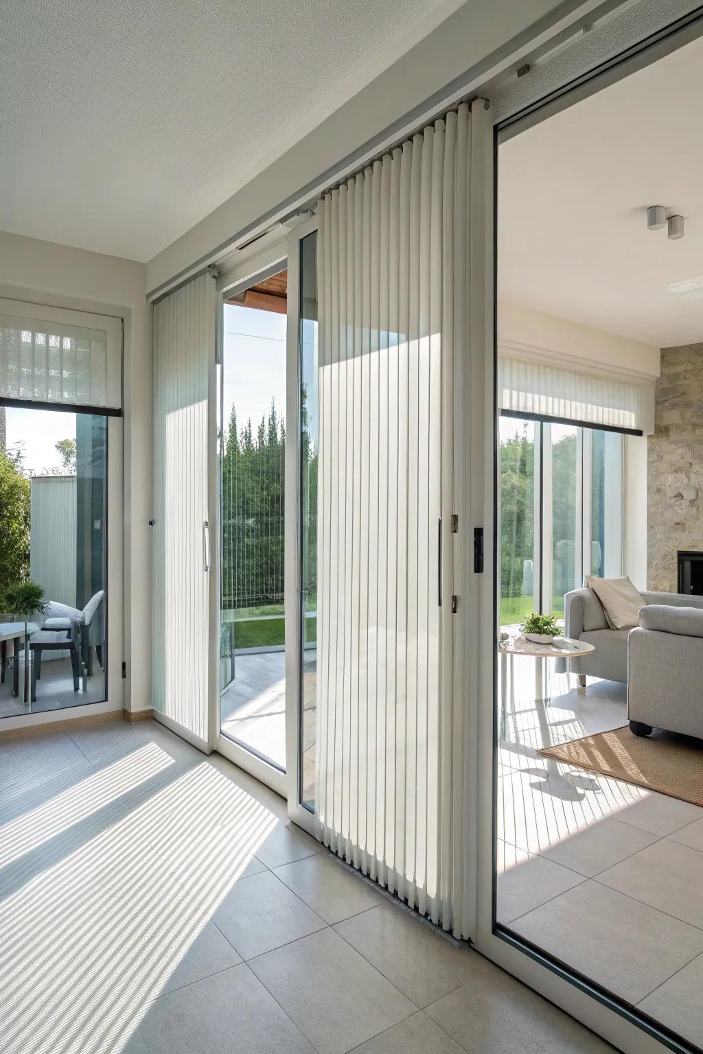 Upright blinds offer a neat and contemporary style.