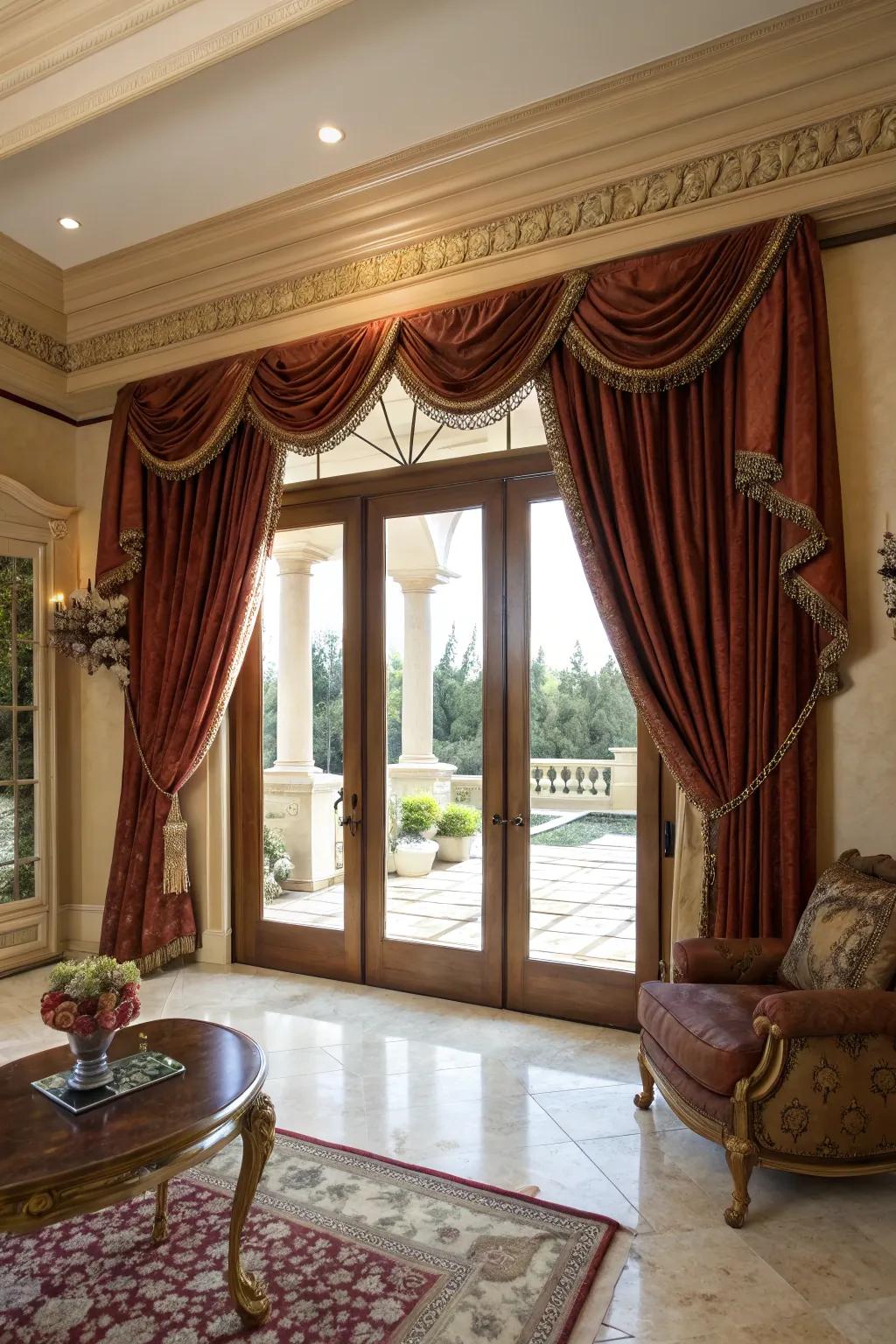 Pile drapes lend a hint of luxury.