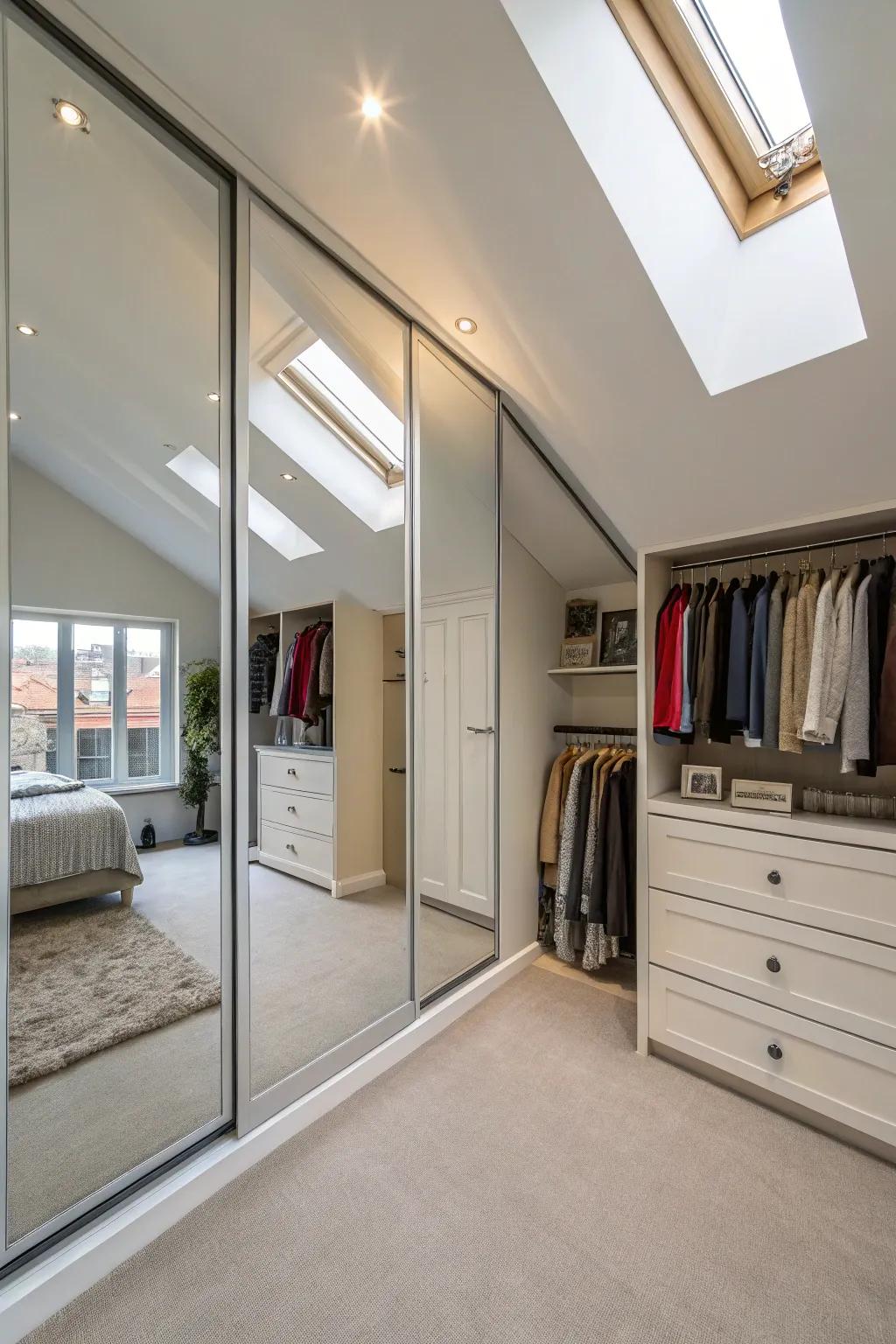 Mirrors enhance light and create the illusion of more space.