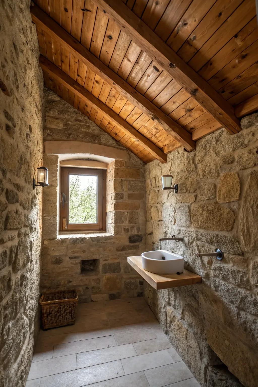 Wood and stone create a down-to-earth yet luxurious retreat.