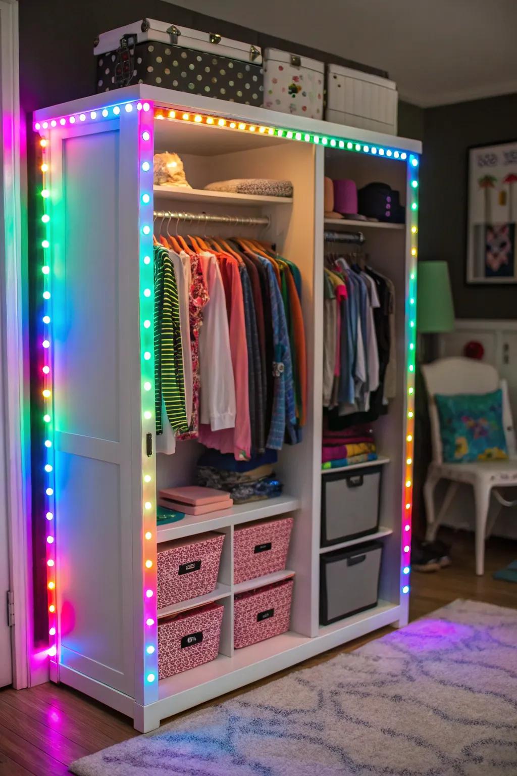 Colorful LED lights bring a personal touch.