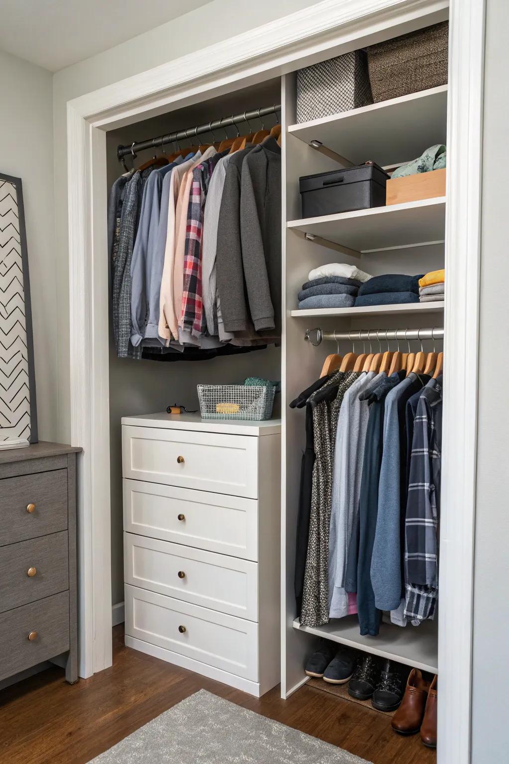 A small dresser gives you good drawer space.