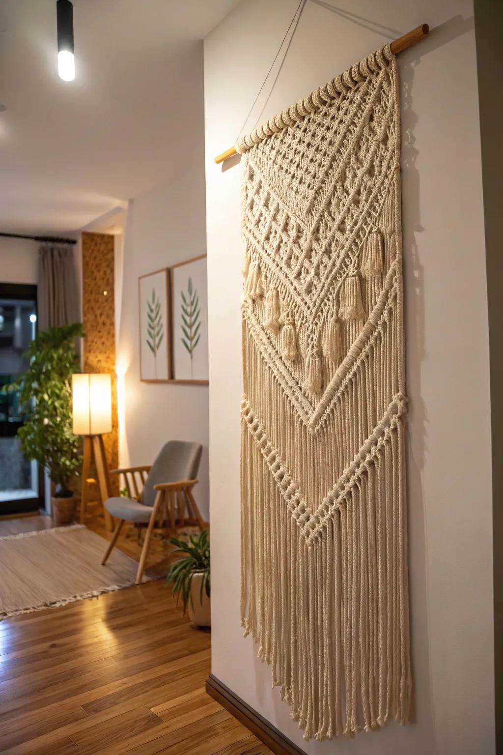 Wall hangings add texture and interest.