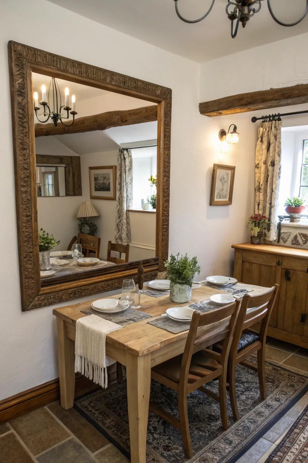 Mirrors enhance area and light.