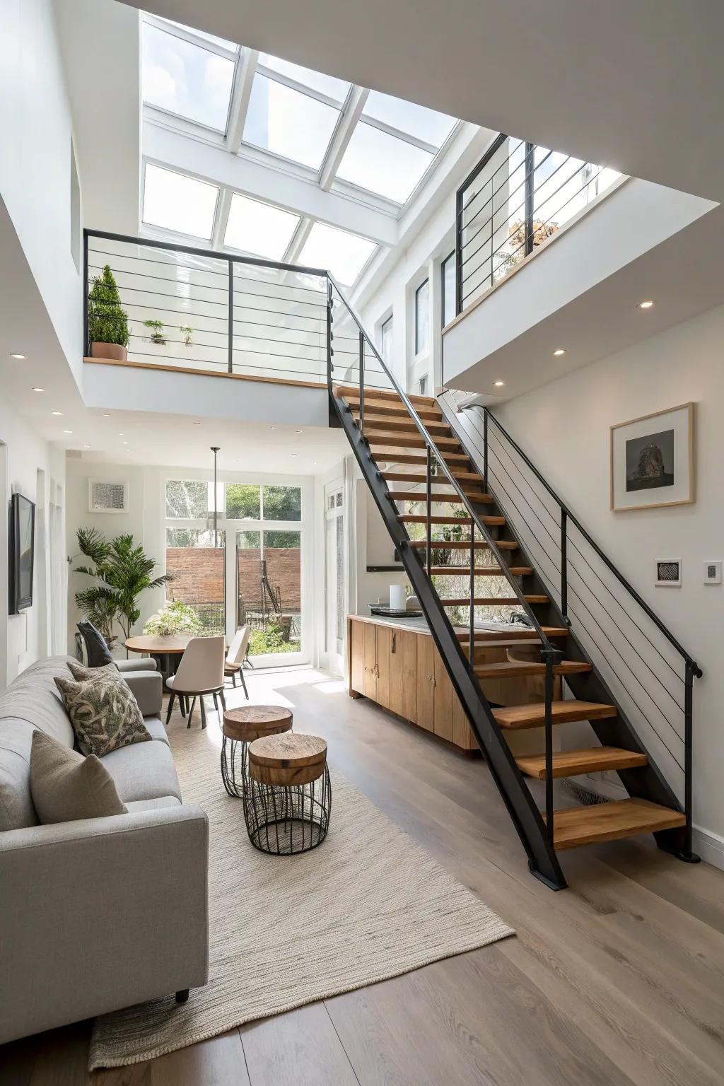Open staircases elevate beauty and improve spatial flow.