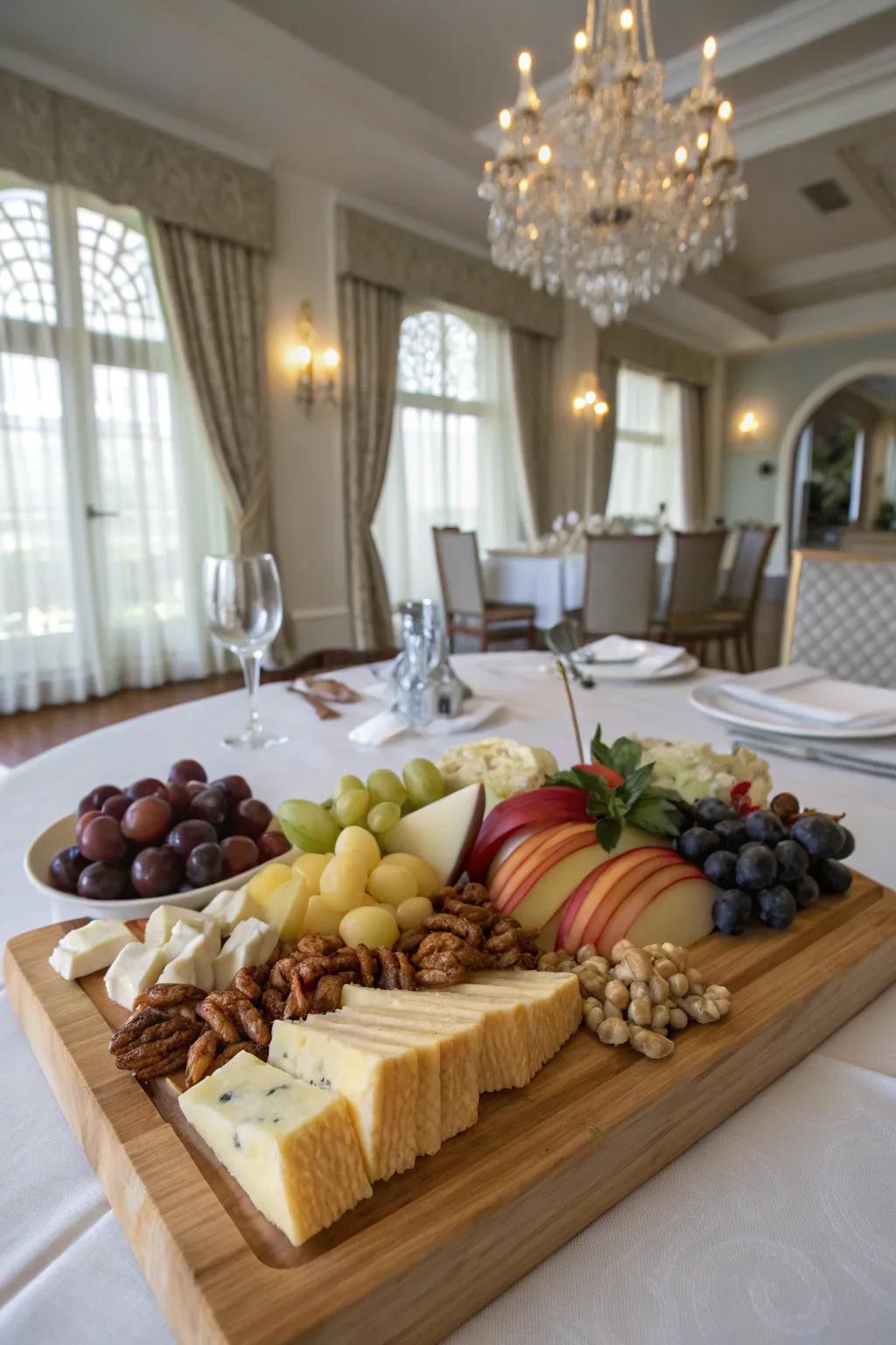 An imaginative cheese presentation that's both artistic and delicious.