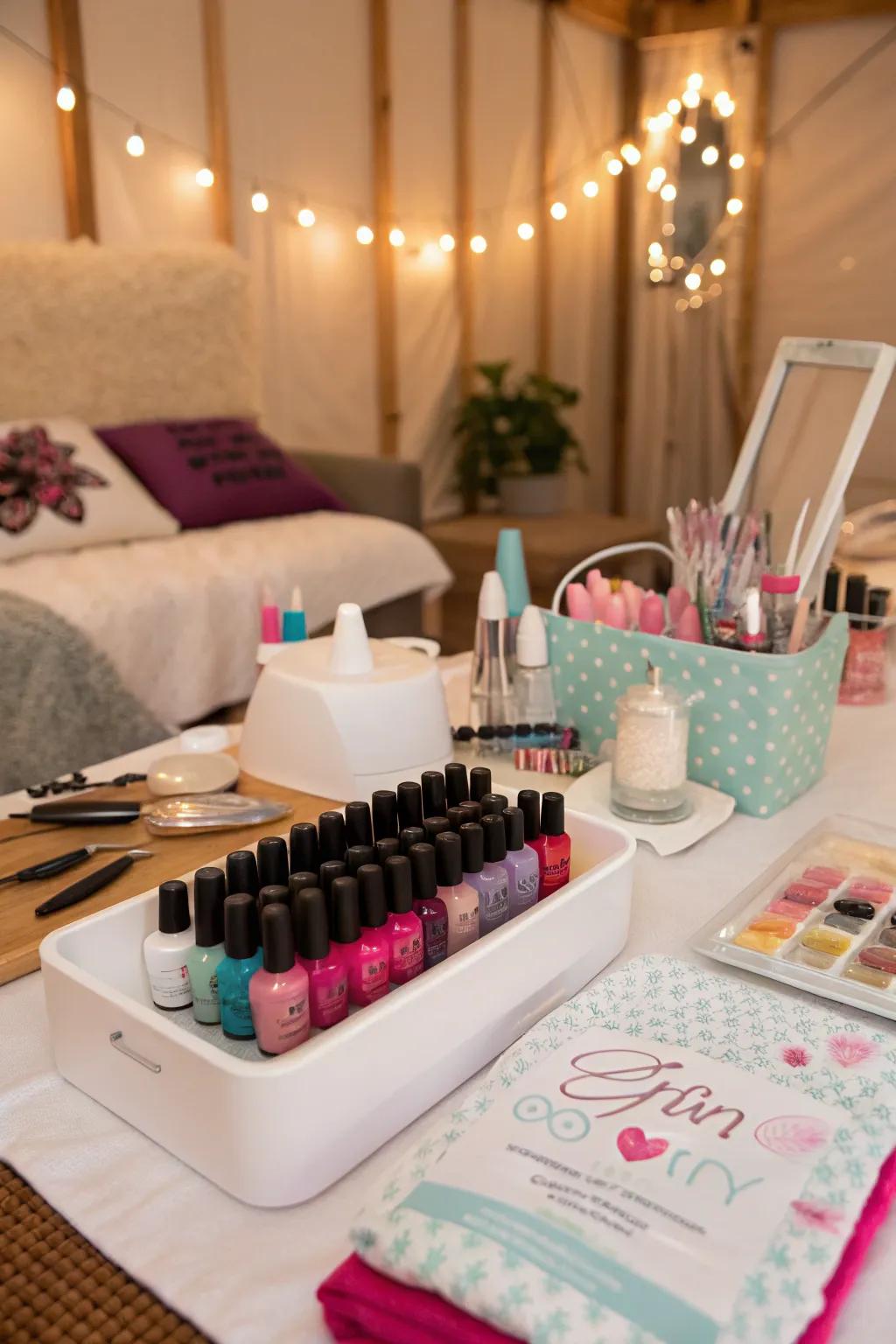 Mani-pedi zones lend a touch of glam to your spa evening.