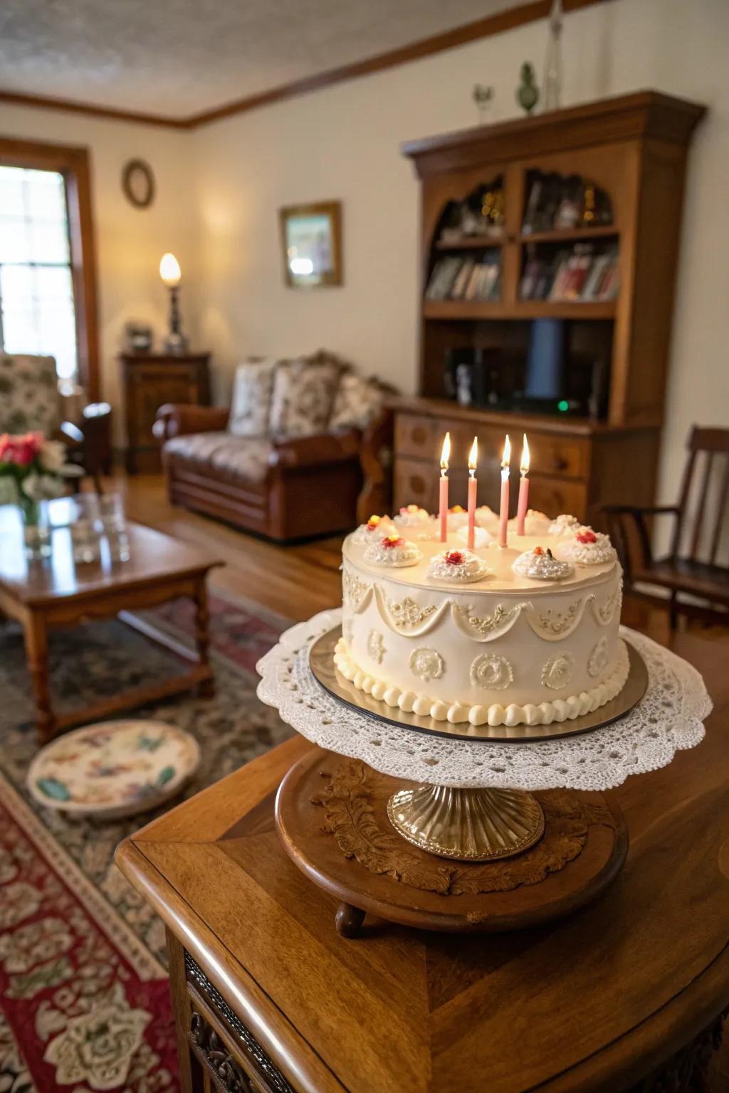 A retro-inspired cake with timeless elegance.