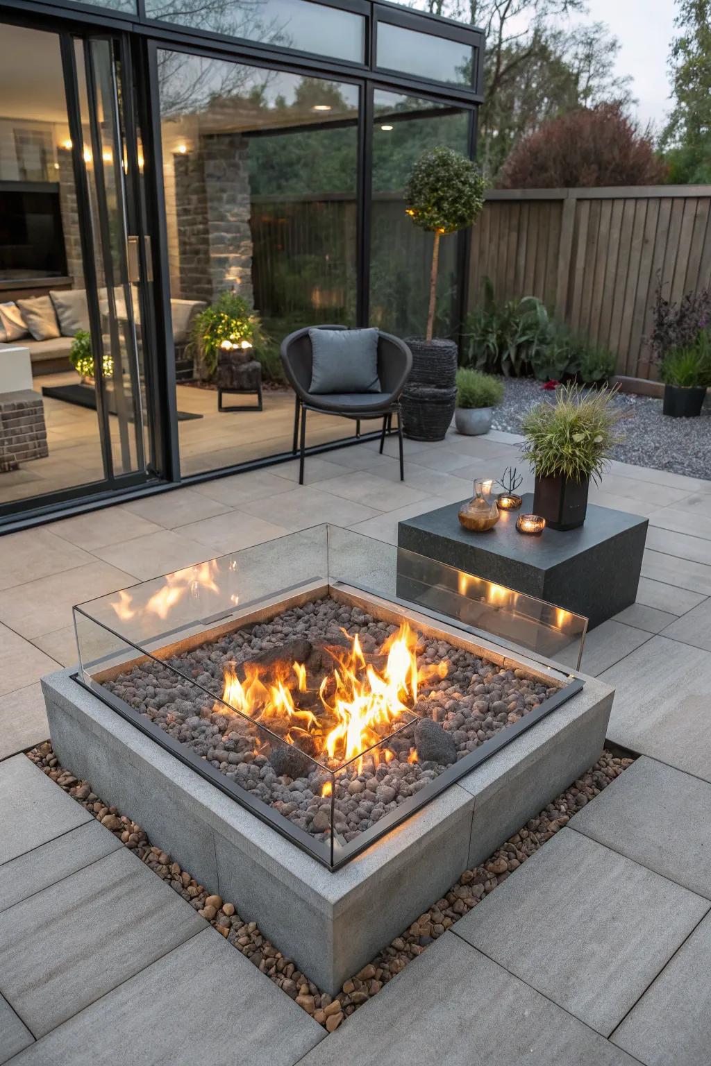 Glass walls provide a modern, safe, and beautiful hearth experience.