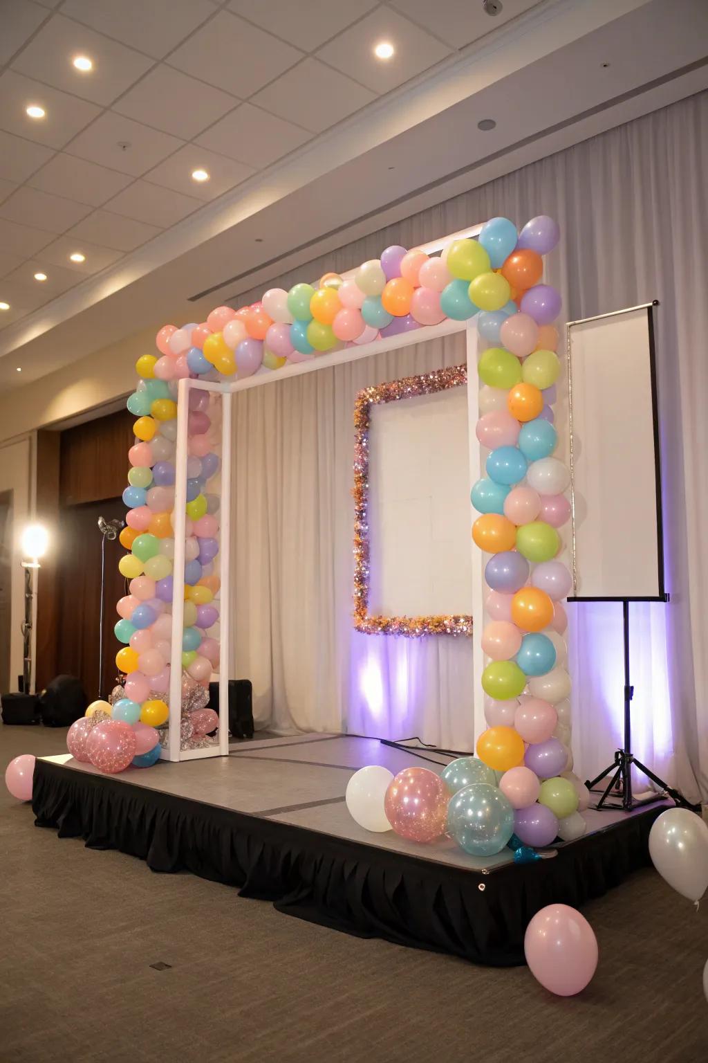 A balloon snapshot frame for capturing memorable instances.