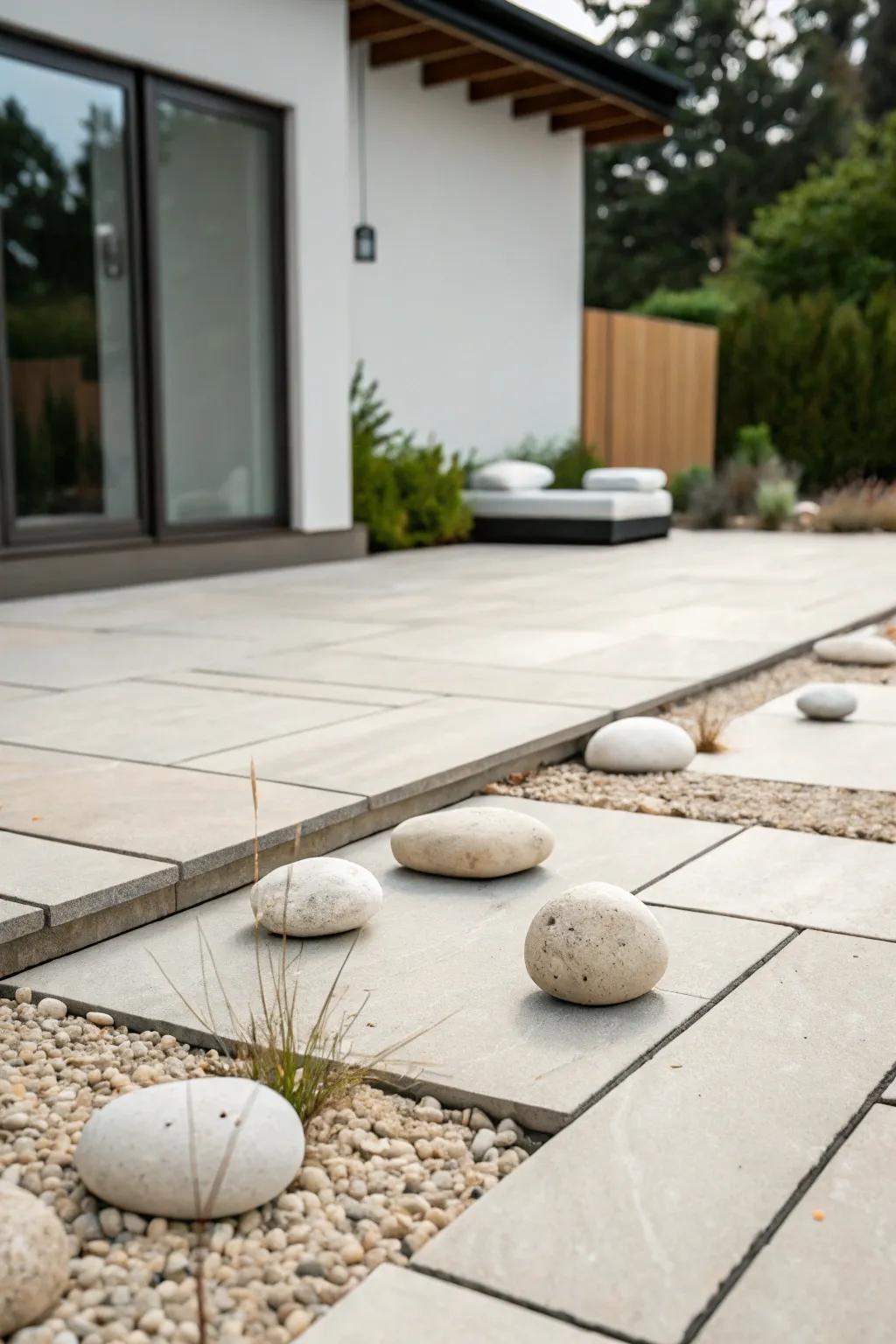 A simple stone patio offering serene simplicity.