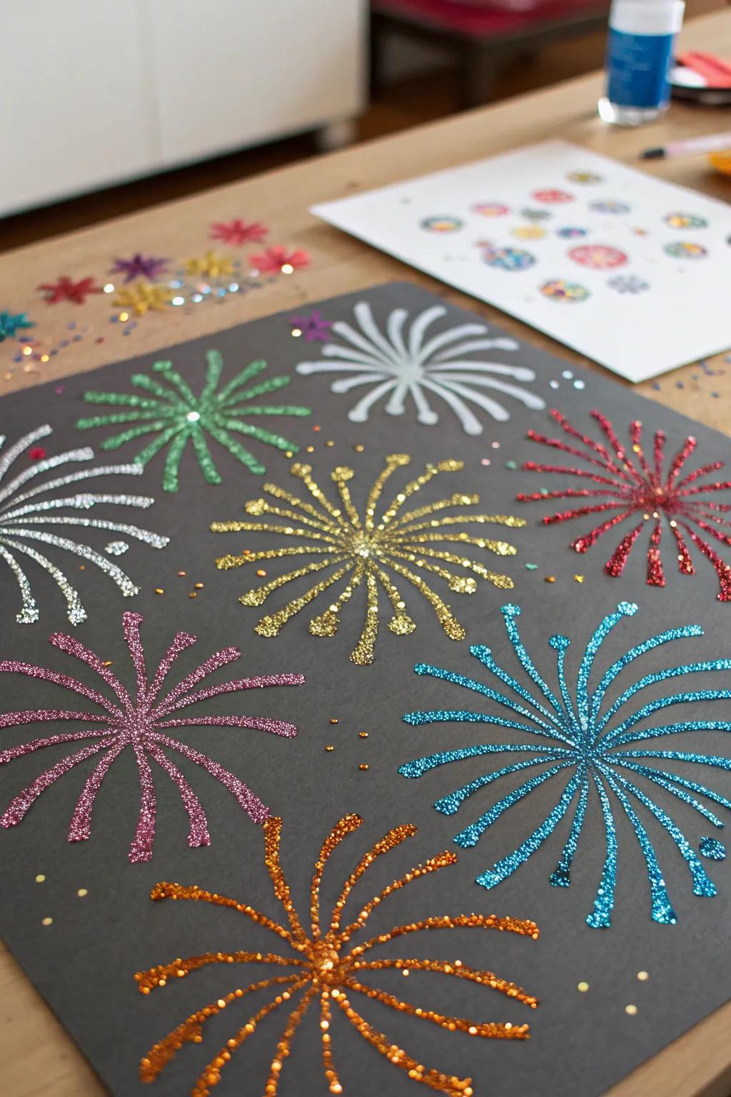A joyous bulletin board arrangement using sparkling lights.