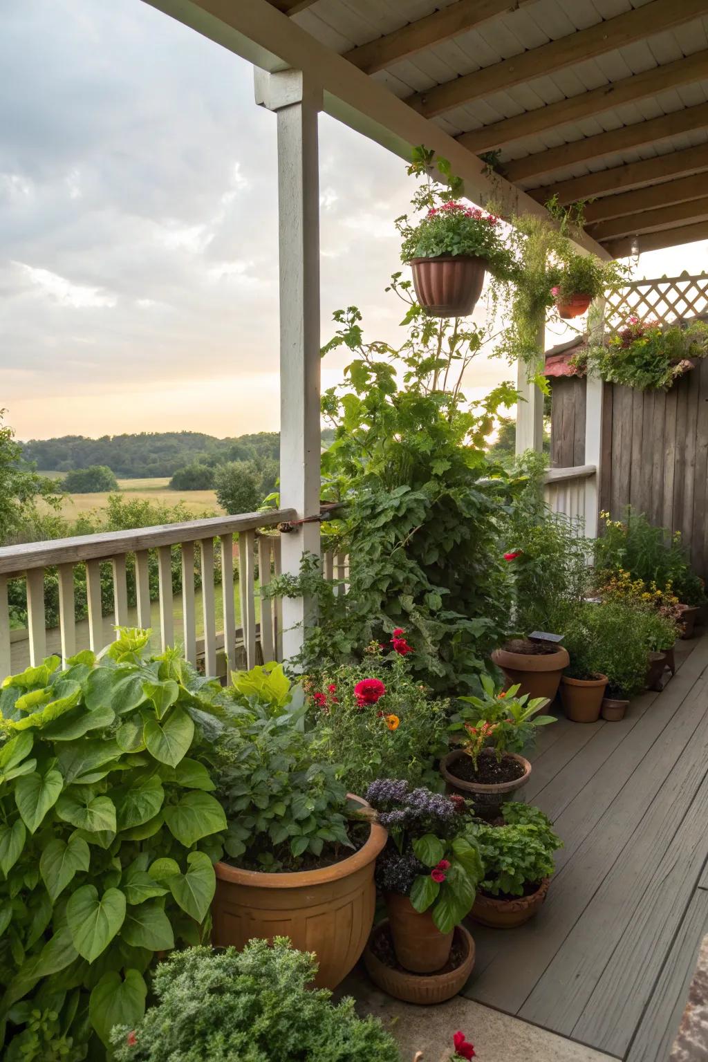 Multi-level planting adds depth and dimension.