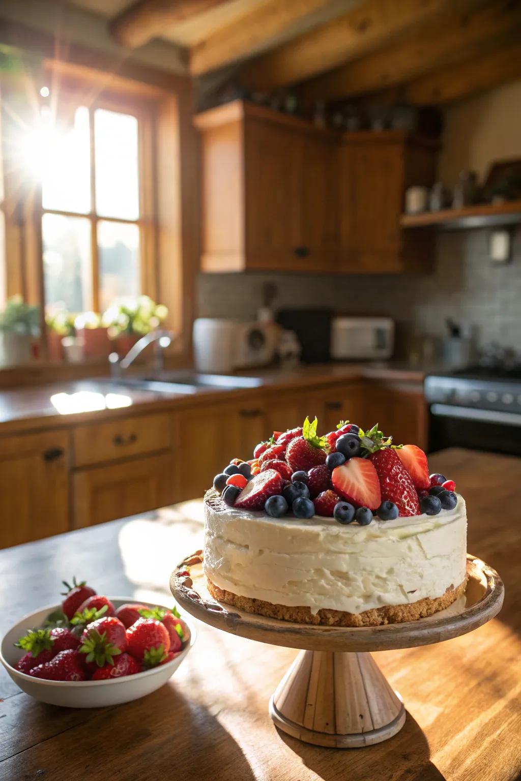 A garden-fresh zest cake charming with its vibrant and organic trimmings.