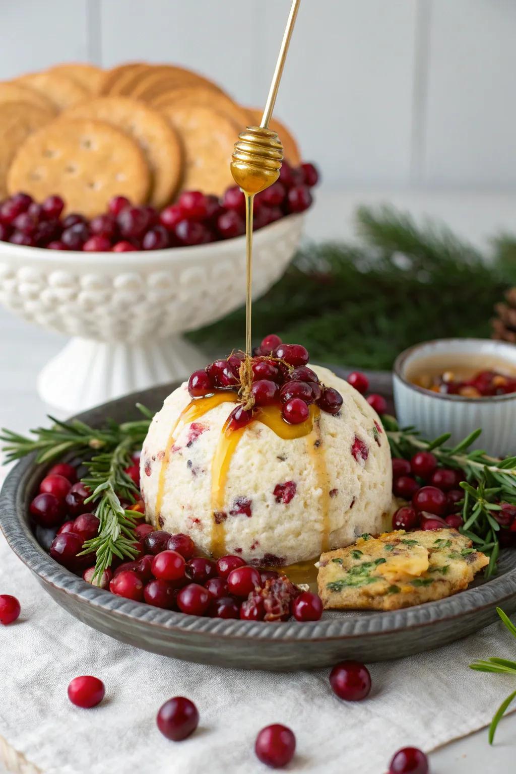 A sweet and savory cranberry cheese ball.