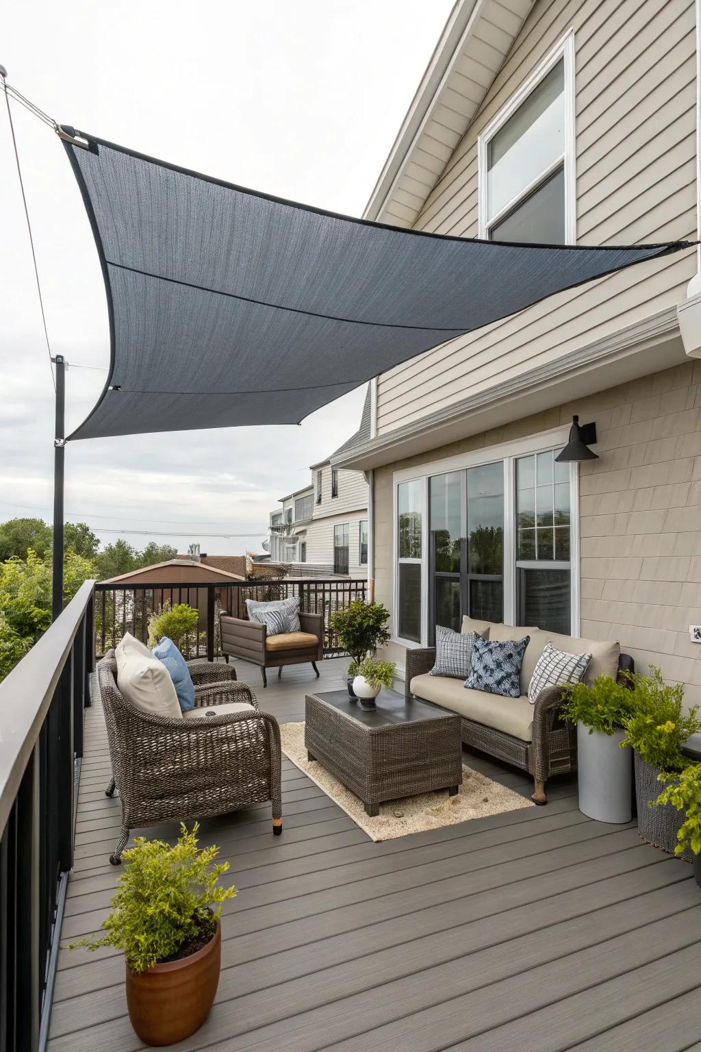 A light-filtering sail delivers both style and protection from sunlight.