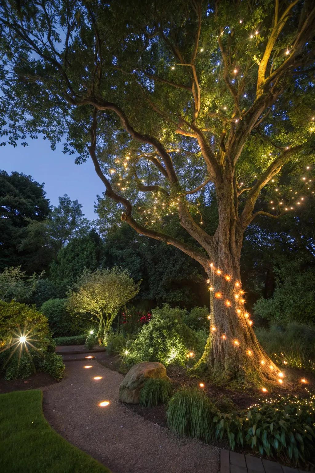 Interactive lighting lends excitement to garden settings.
