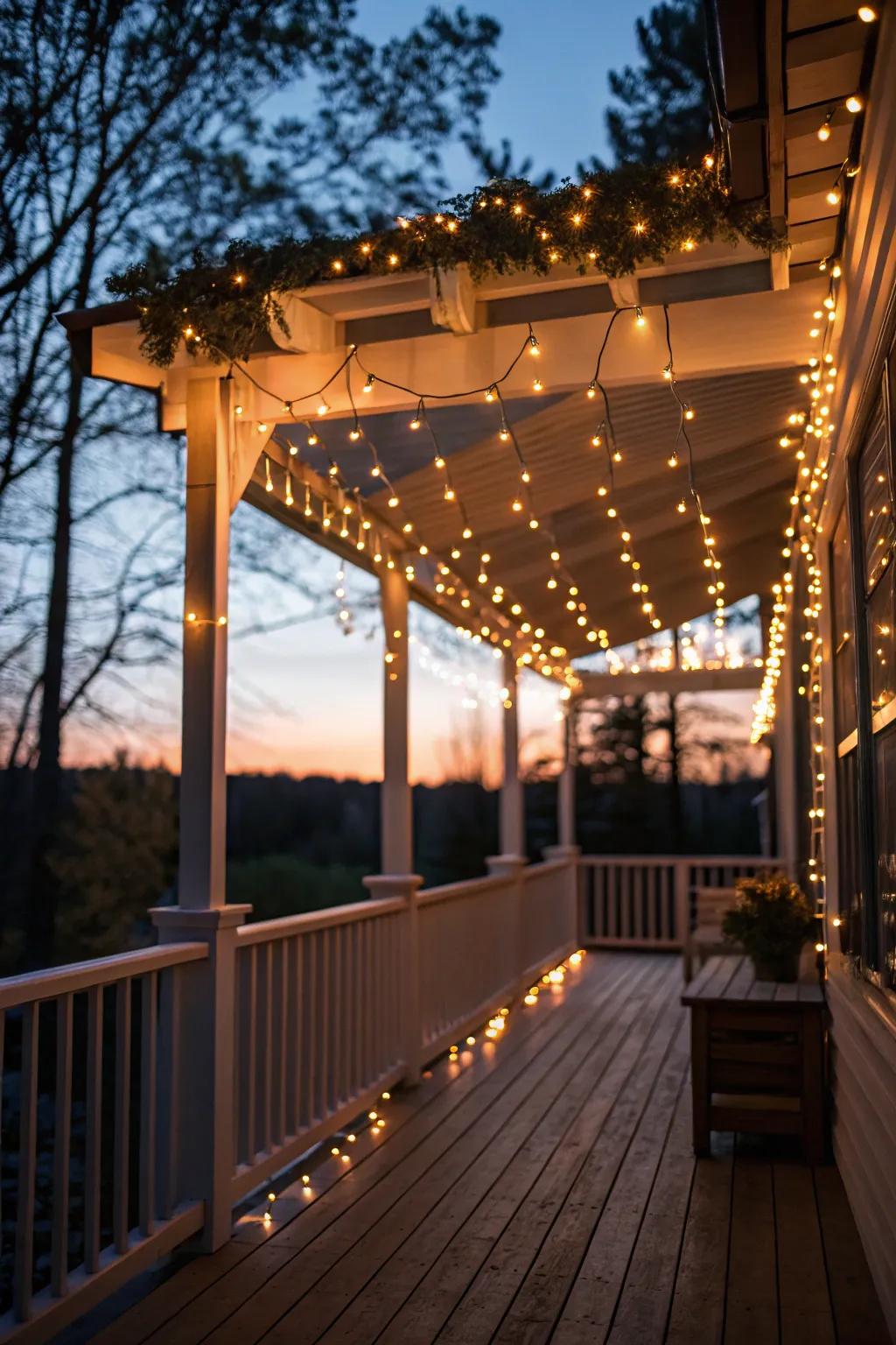 Transform evenings with a festoon light canopy.