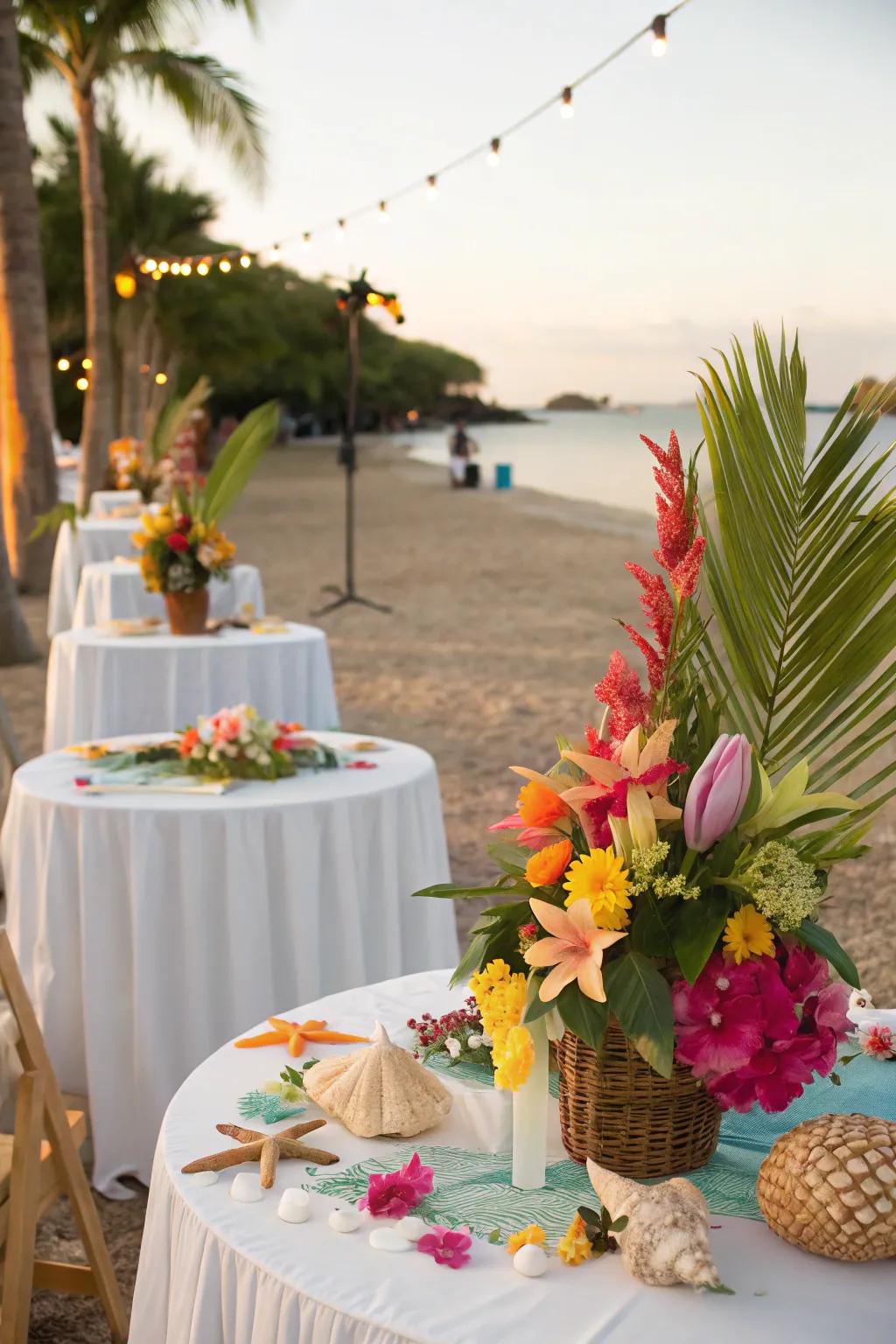 Seashells introduce a subtle coastal touch.