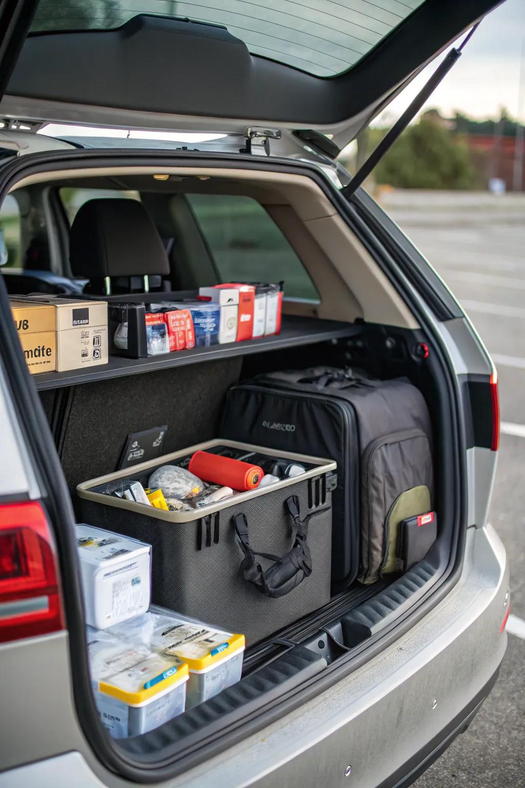 Trunk organization with underfloor storage compartments that are hidden yet easily accessible.