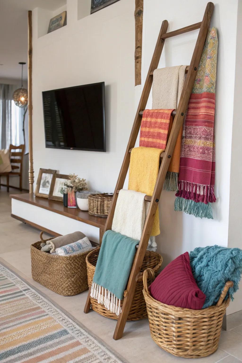 An ornamental riser adds a singular element beneath your television.