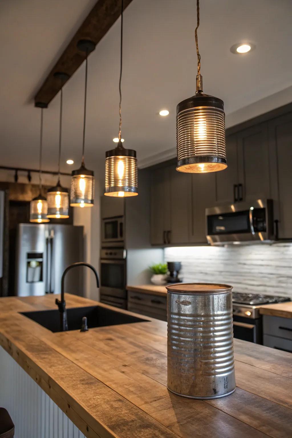 Upcycle with flair through metallic container lights.
