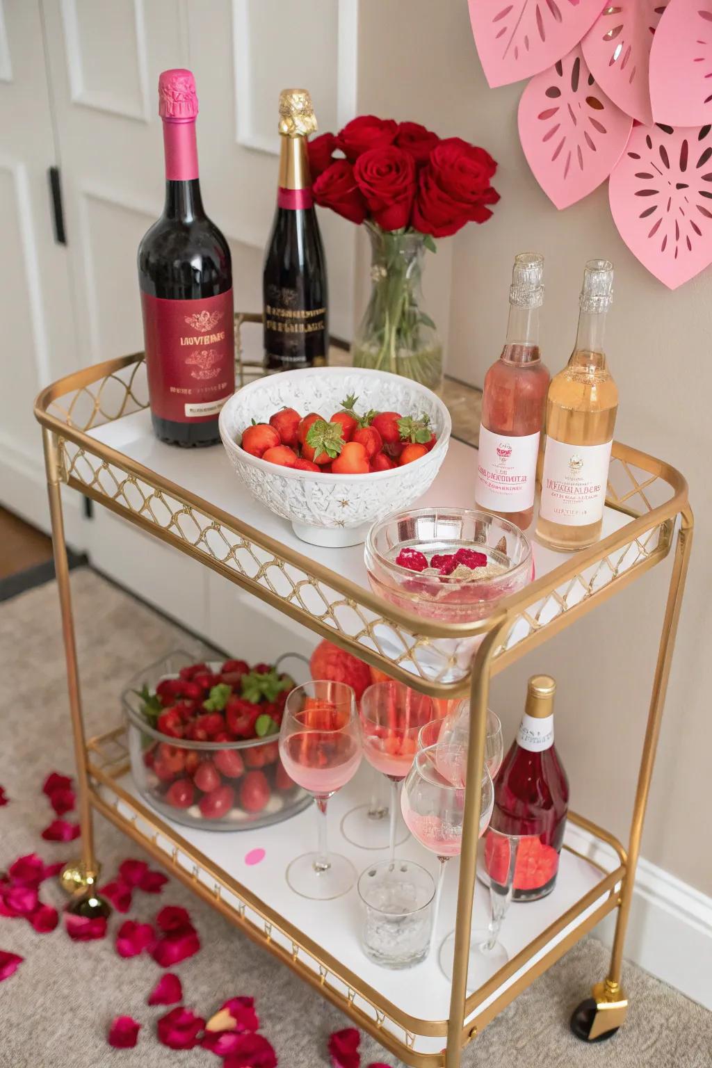 Valentine's-inspired cocktail mobile counter